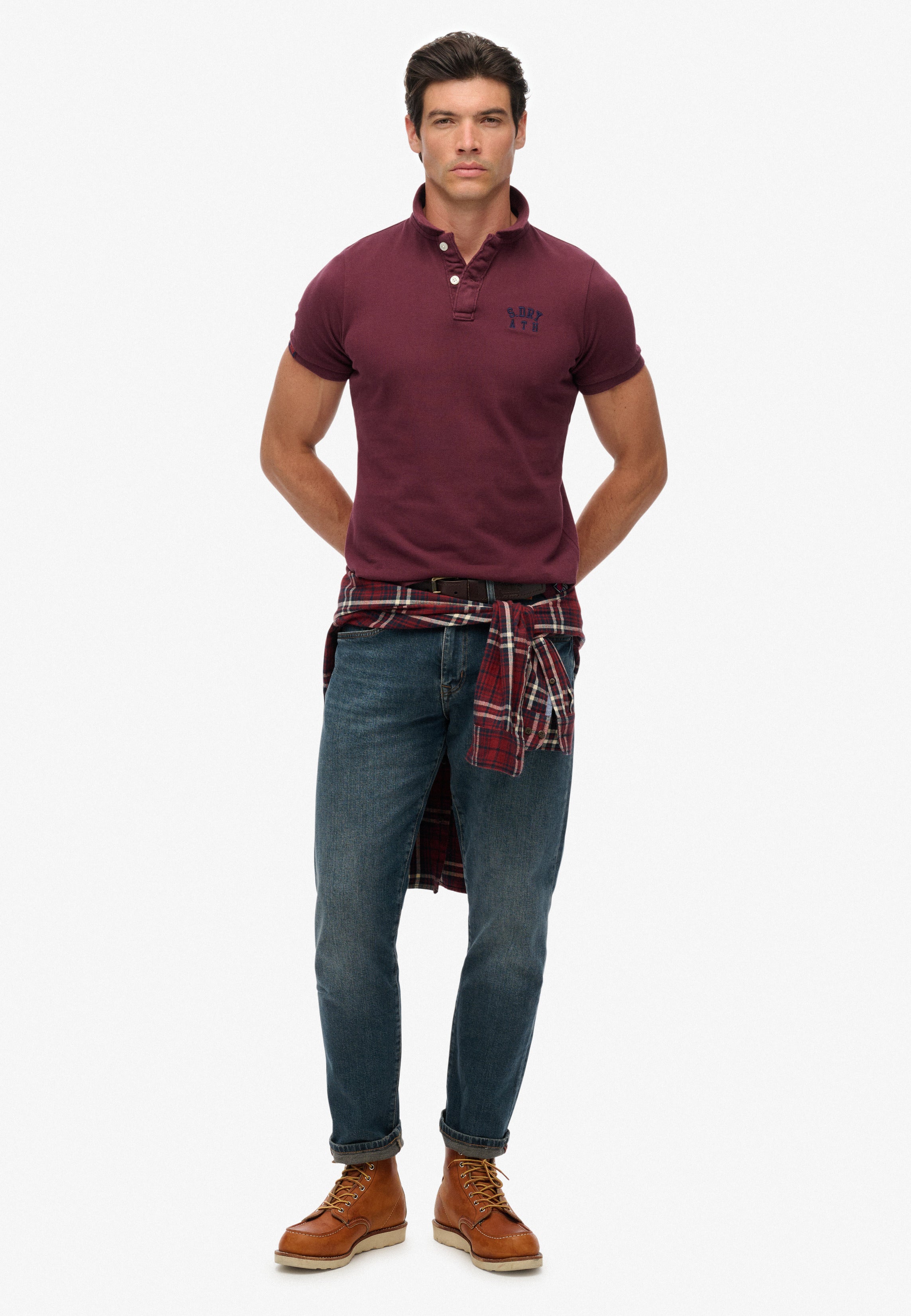 Vintage Athletic Embroidered Polo Shirt