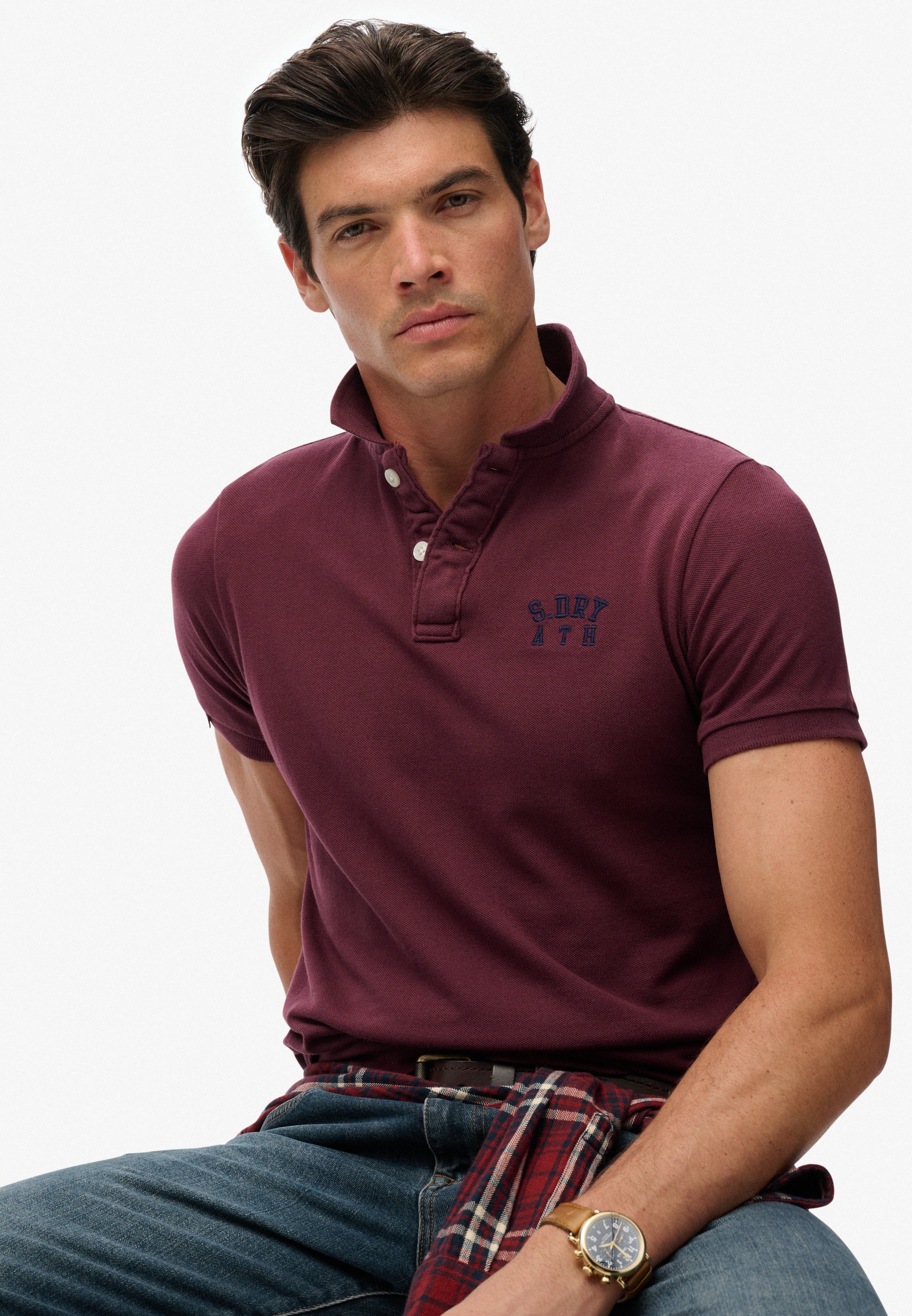 Vintage Athletic Embroidered Polo Shirt