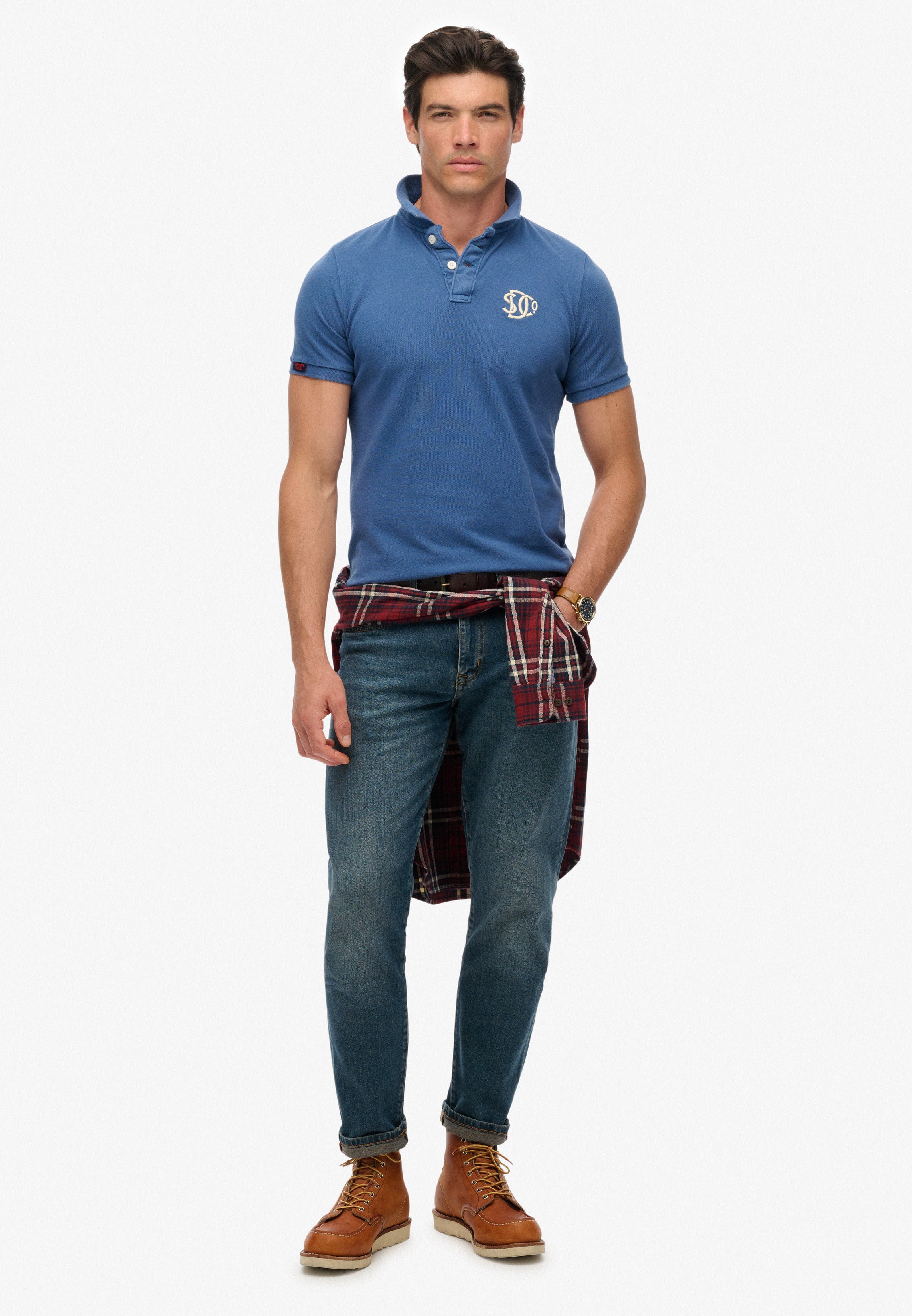 Vintage Athletic Embroidered Polo Shirt