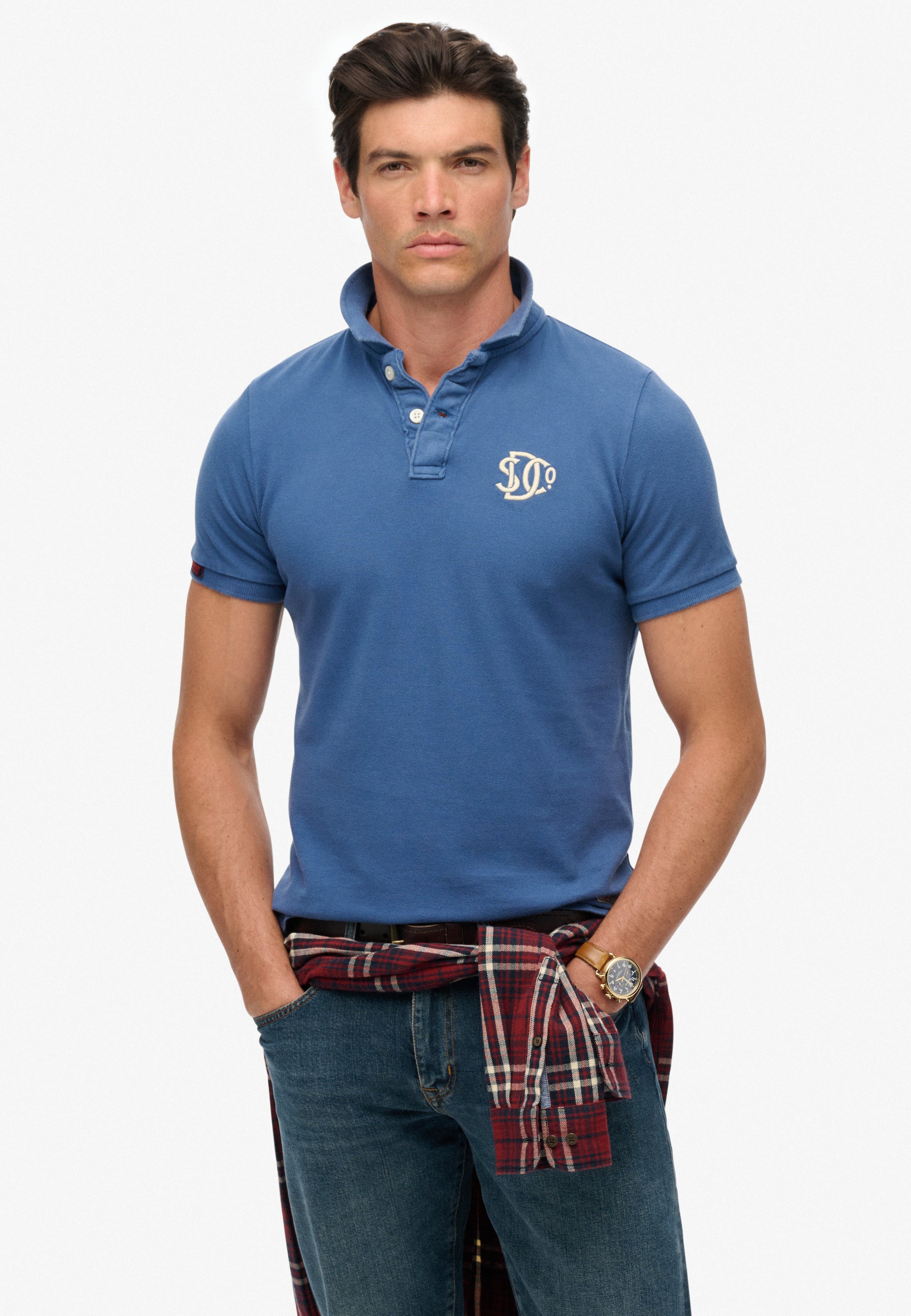 Vintage Athletic Embroidered Polo Shirt