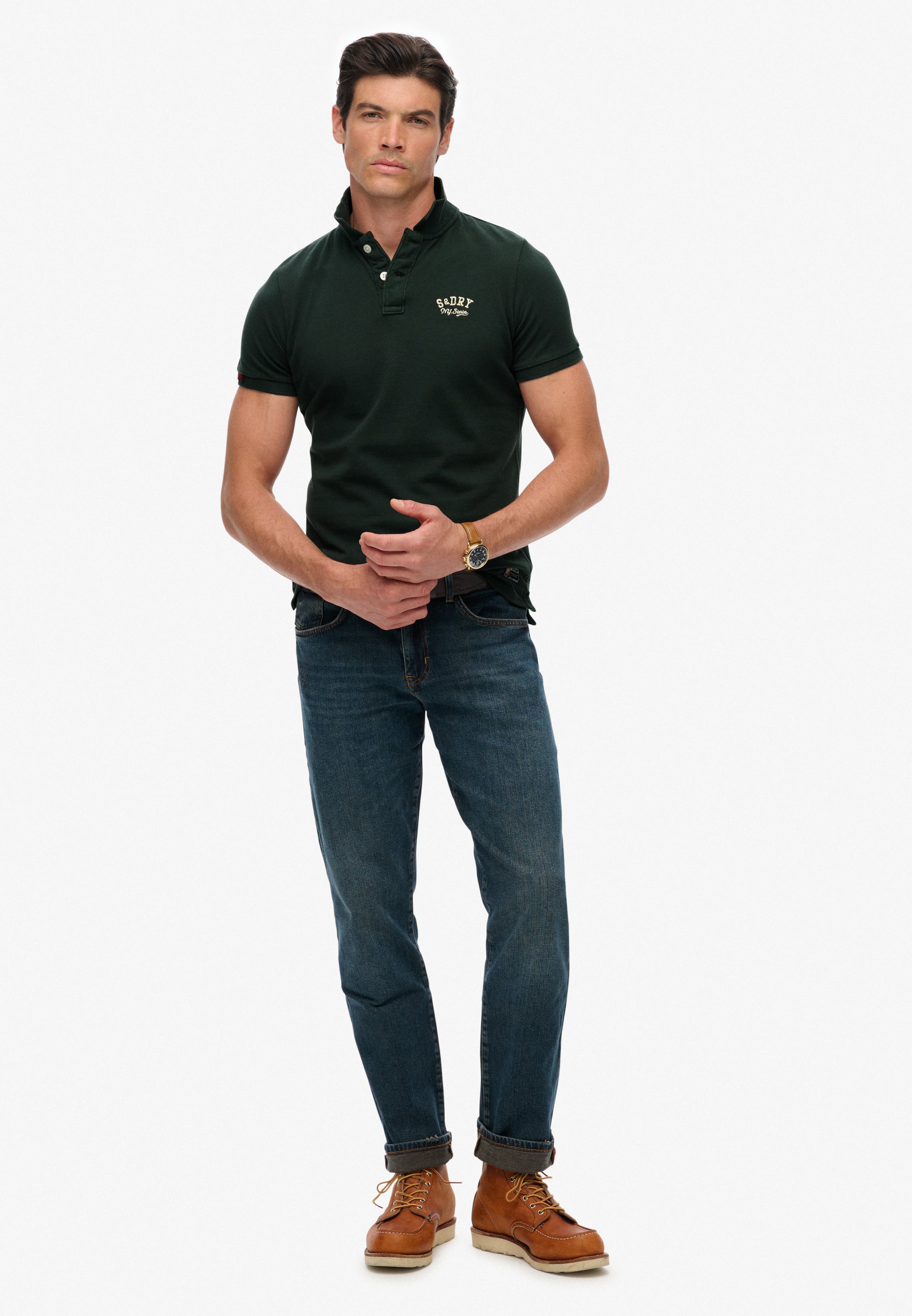 Vintage Athletic Embroidered Polo Shirt