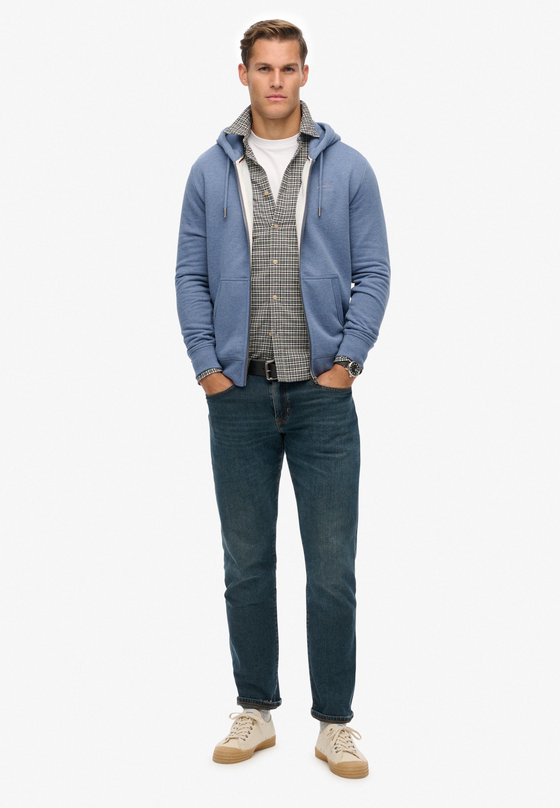 Essential Logo Half Brushed Zip Hoodie