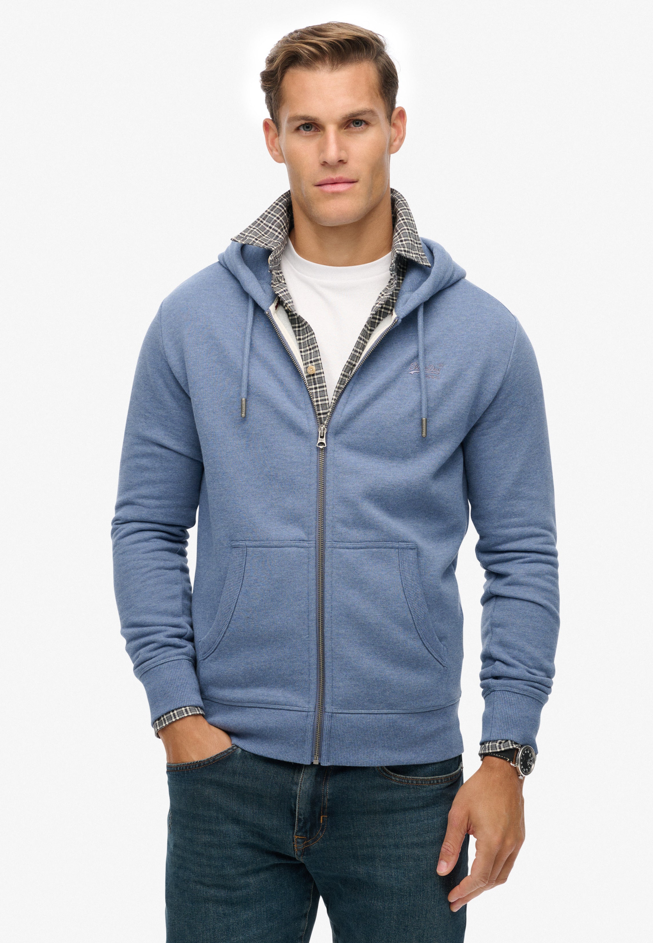 Essential Logo Half Brushed Zip Hoodie