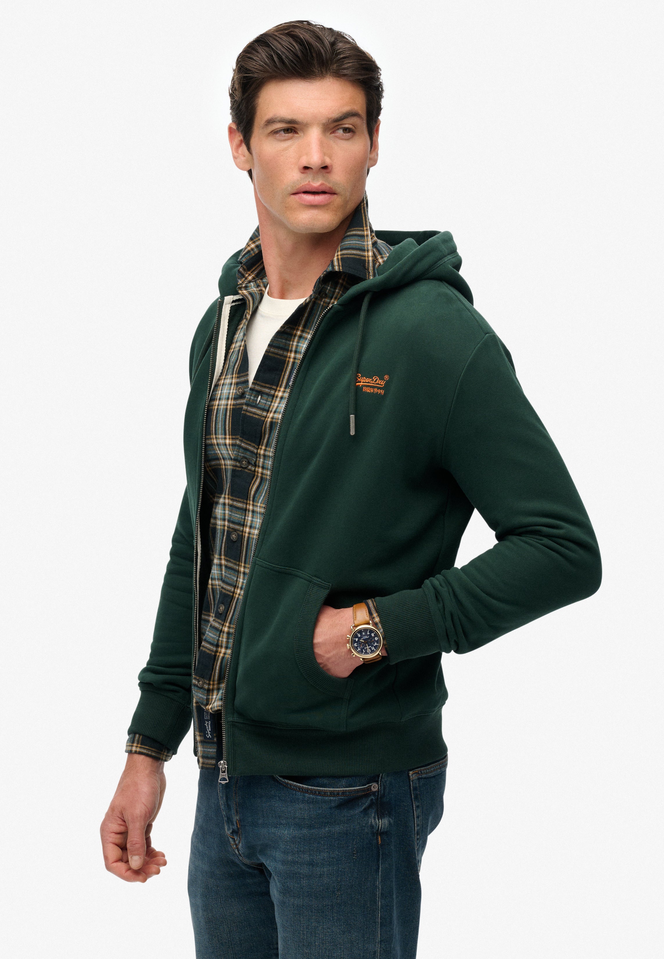 Essential Logo Half Brushed Zip Hoodie