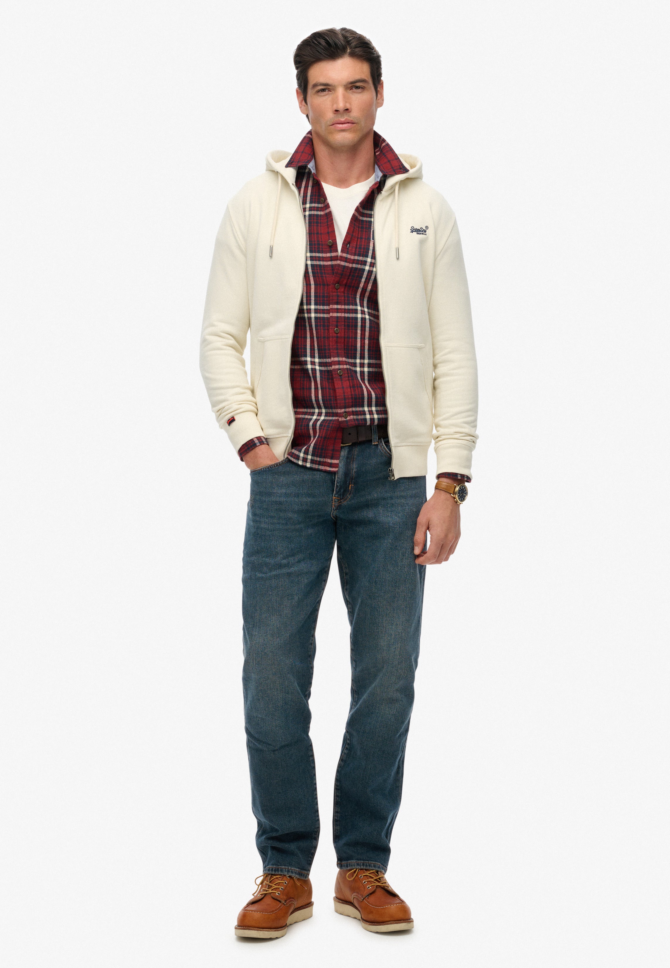 Essential Logo Half Brushed Zip Hoodie