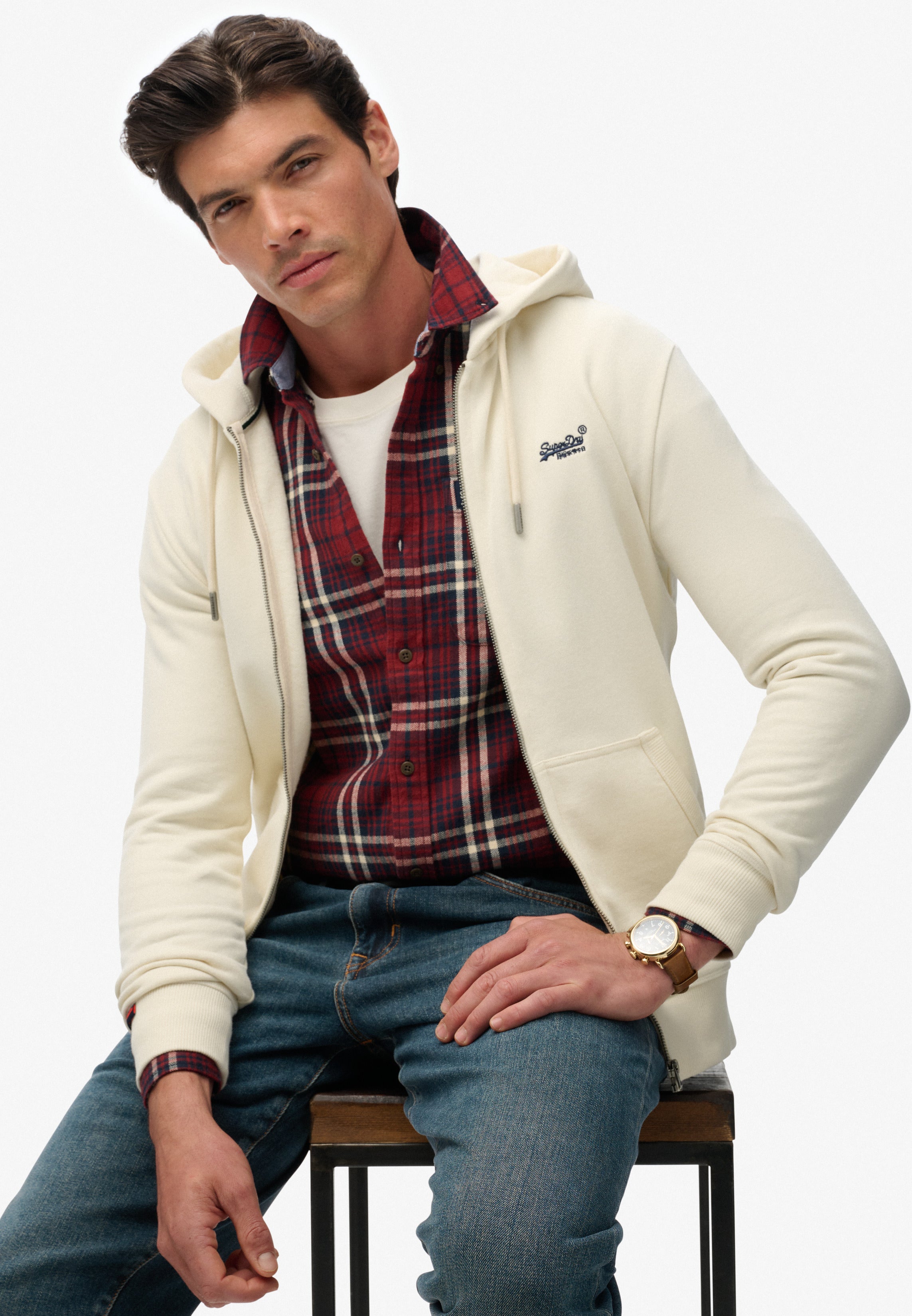 Essential Logo Half Brushed Zip Hoodie