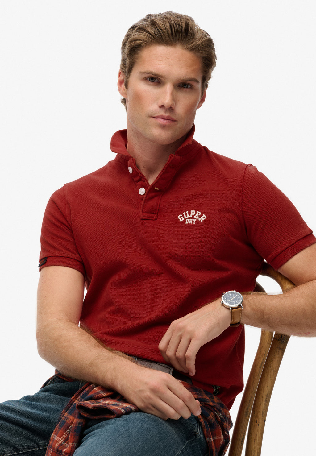 Vintage Athletic Embroidered Polo Shirt