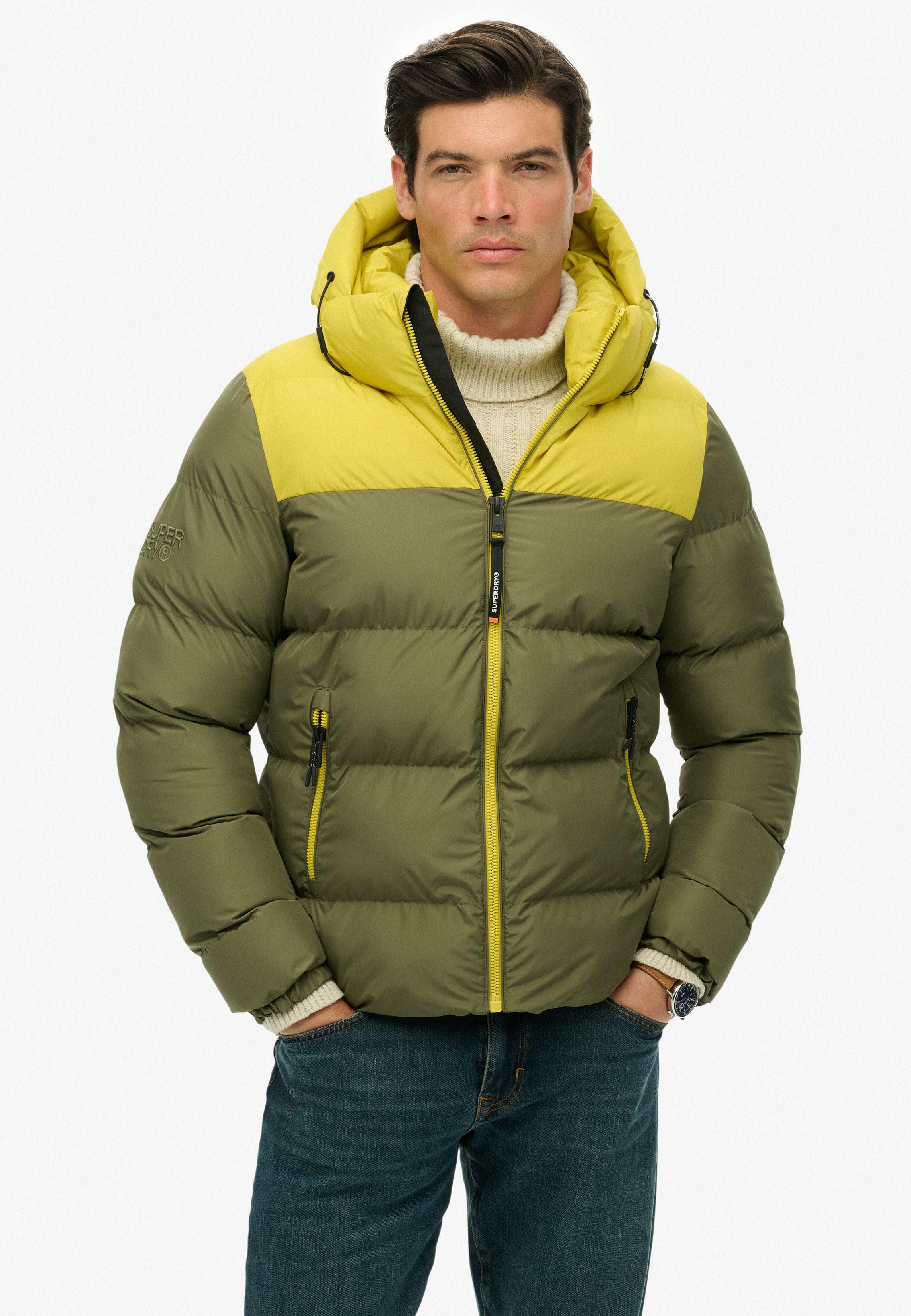 Colourblock Hooded Puffer Jacket