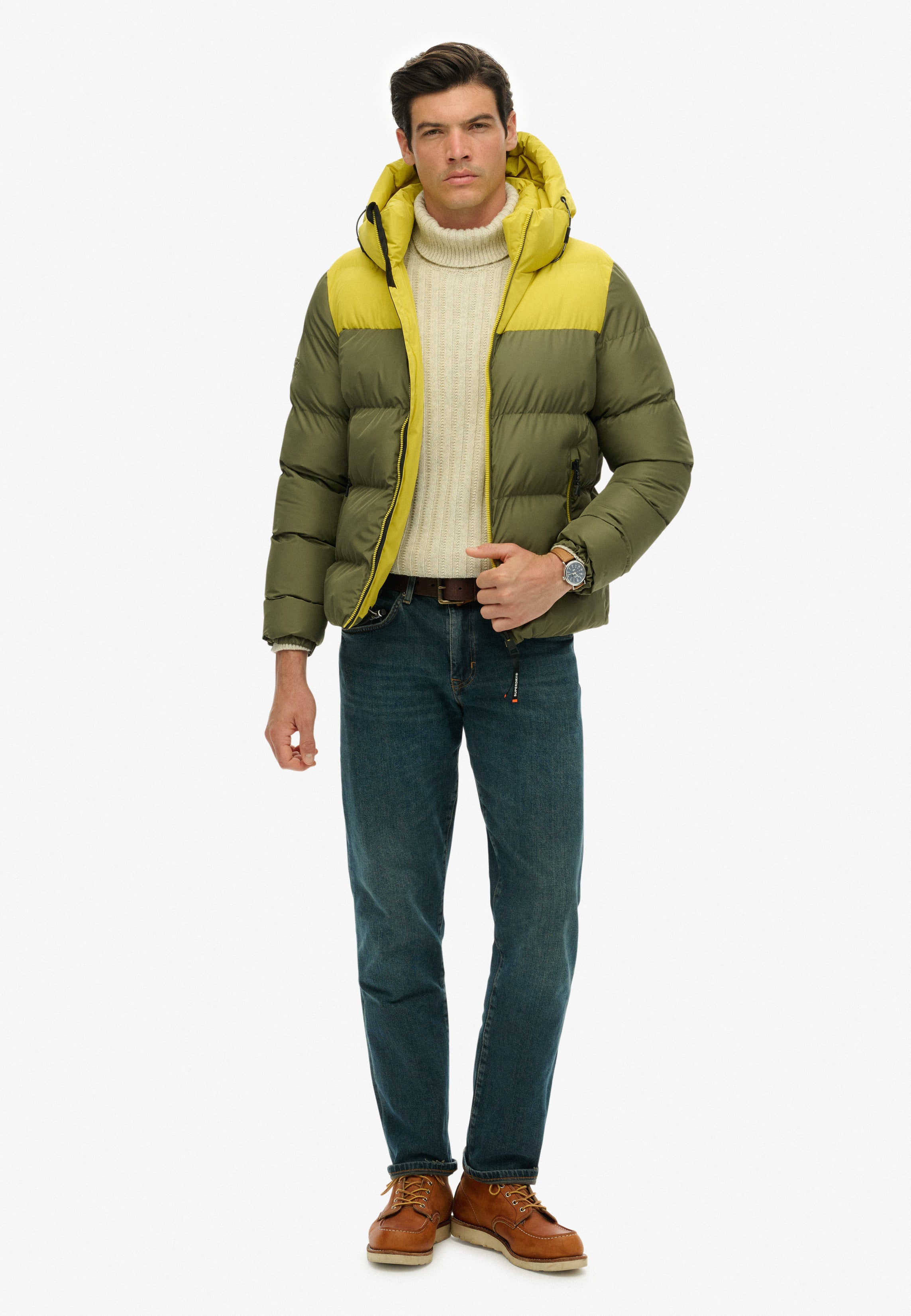 Colourblock Hooded Puffer Jacket
