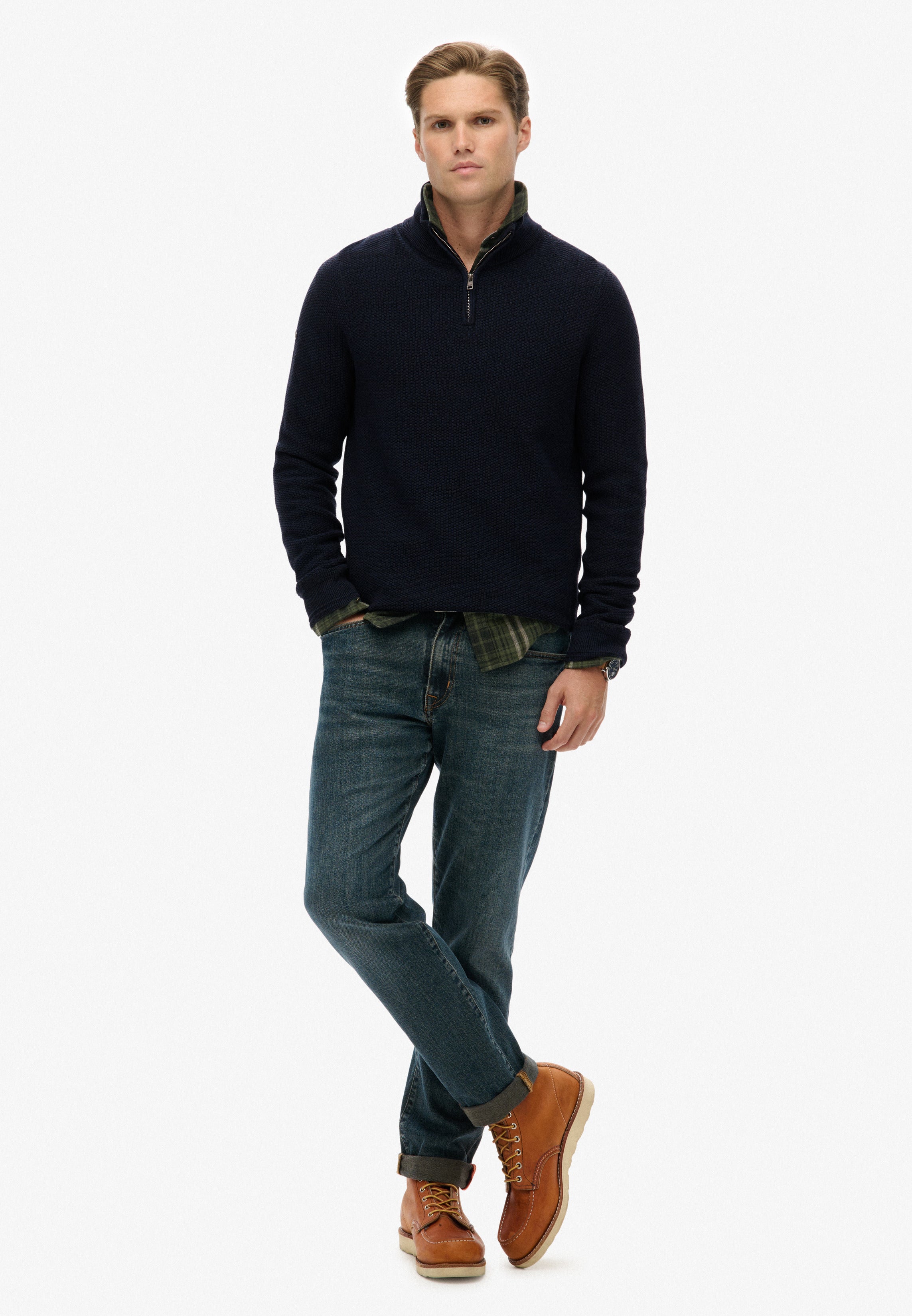Cotton Texture Half-Zip Jumper