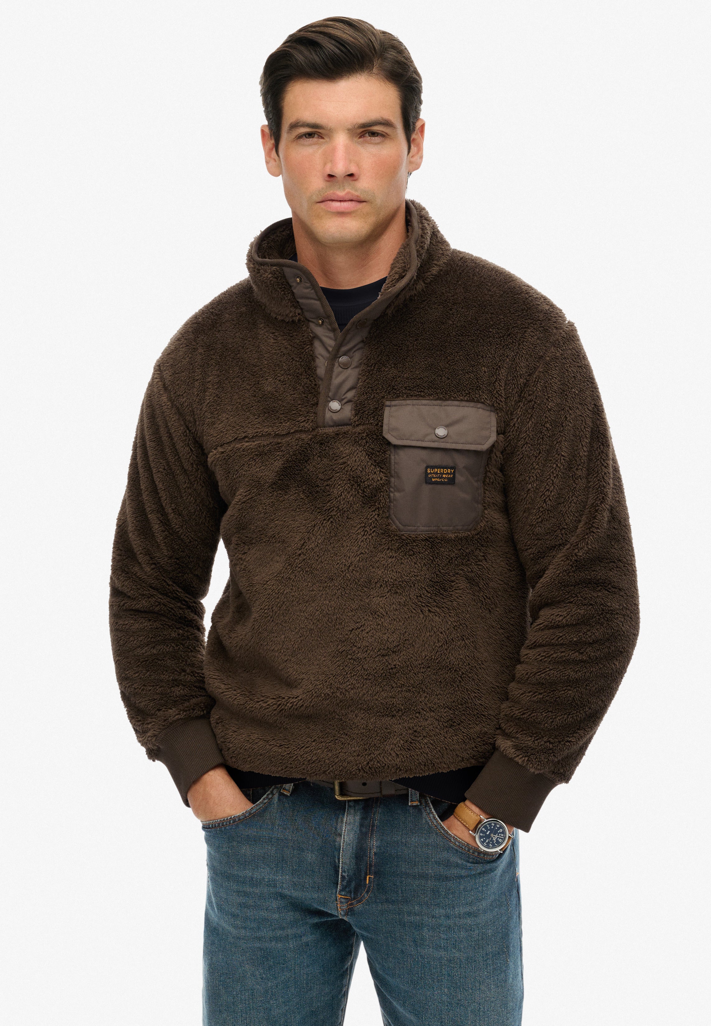 High Pile Fleece Henley Jumper