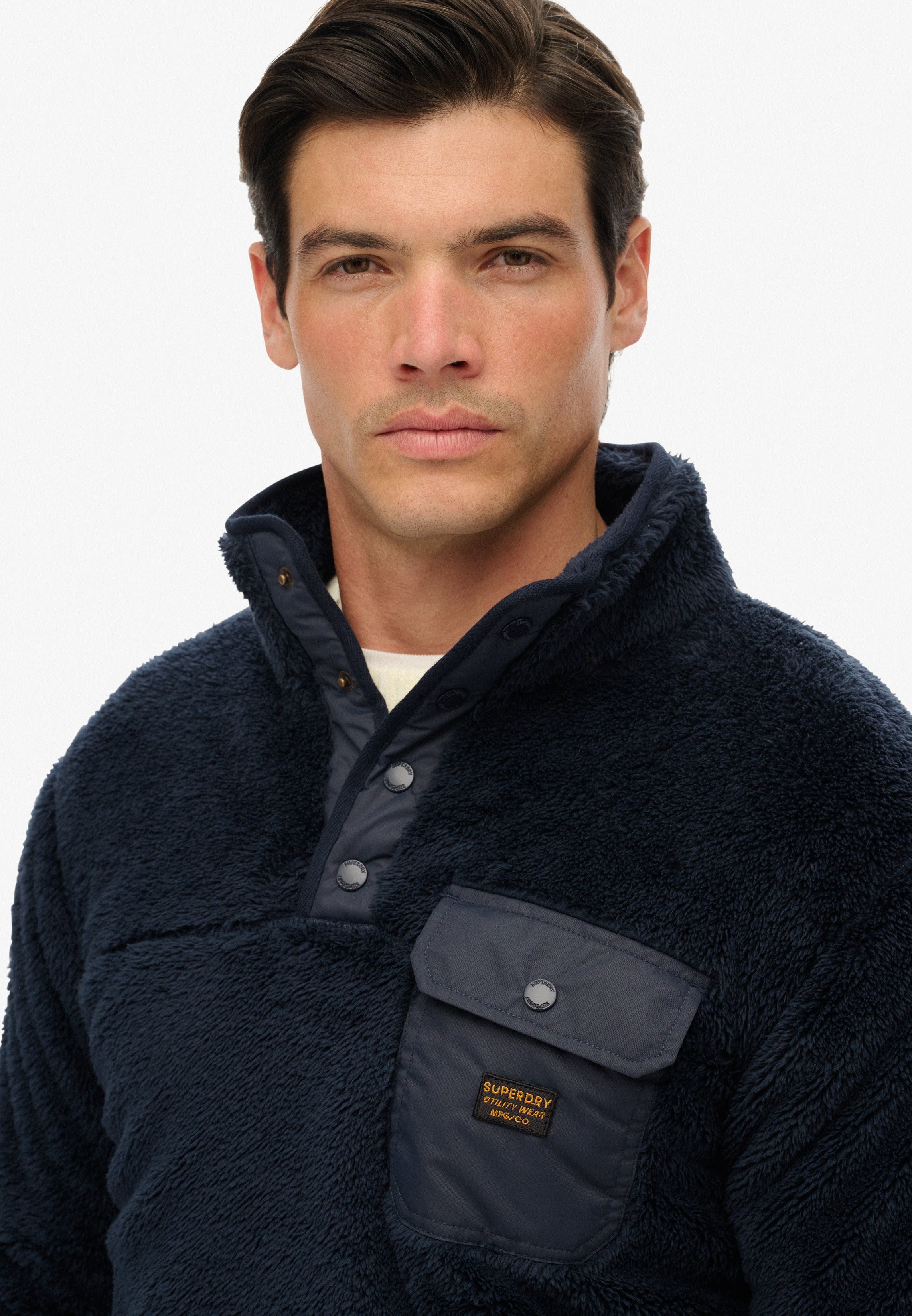 High Pile Fleece Henley Jumper