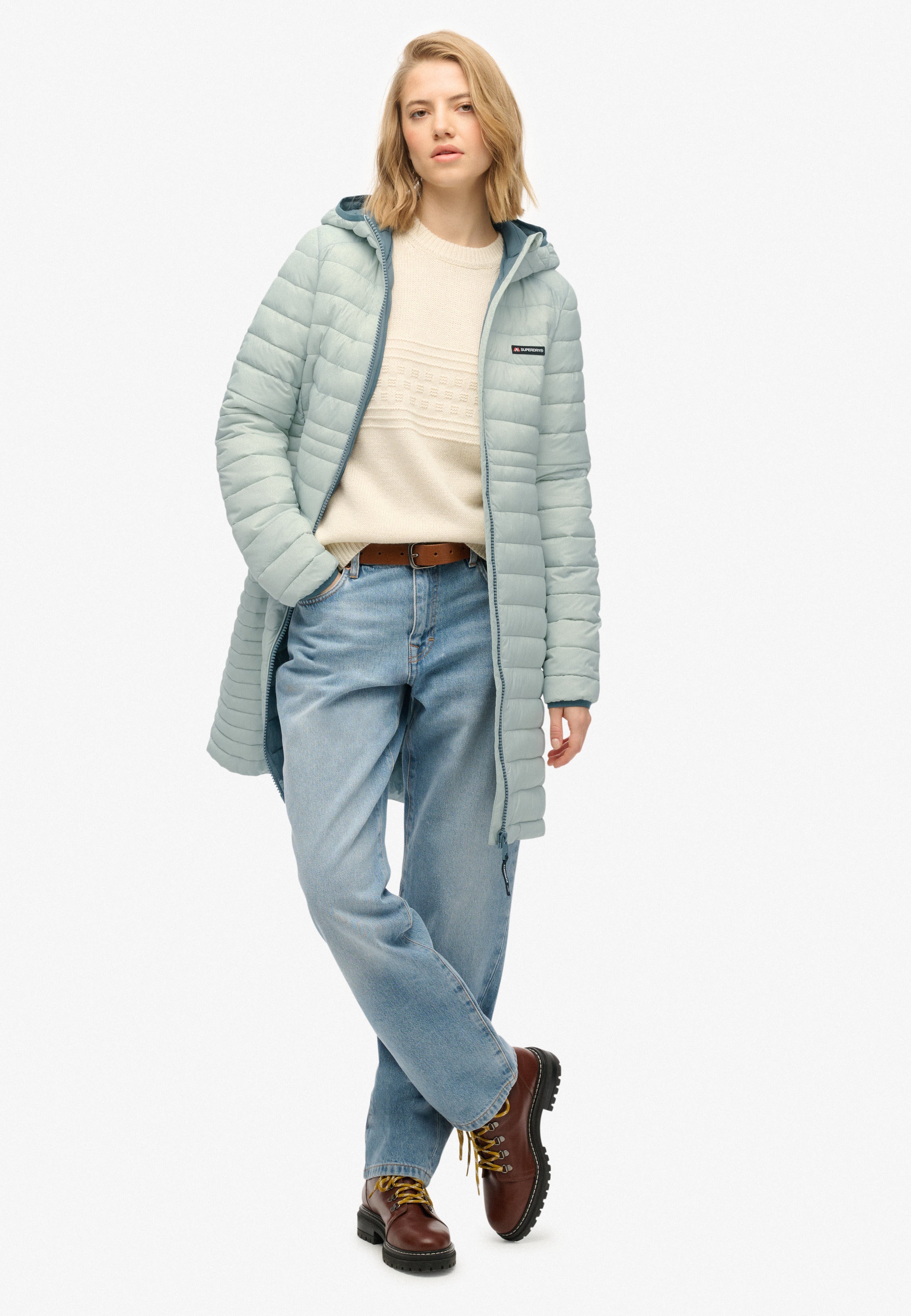 Hooded Fuji Lite Mid Length Padded Jacket