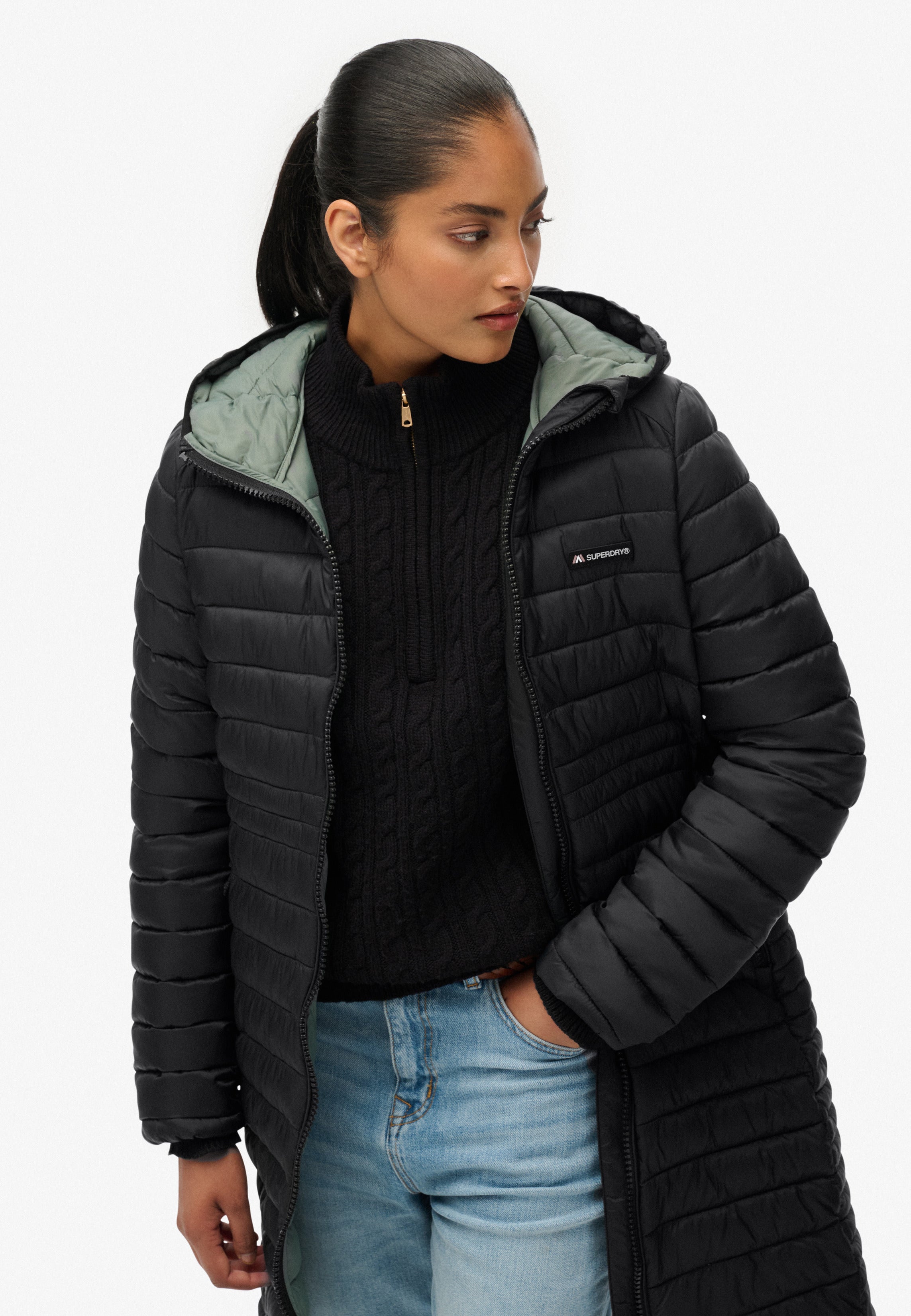 Hooded Fuji Lite Mid Length Padded Jacket