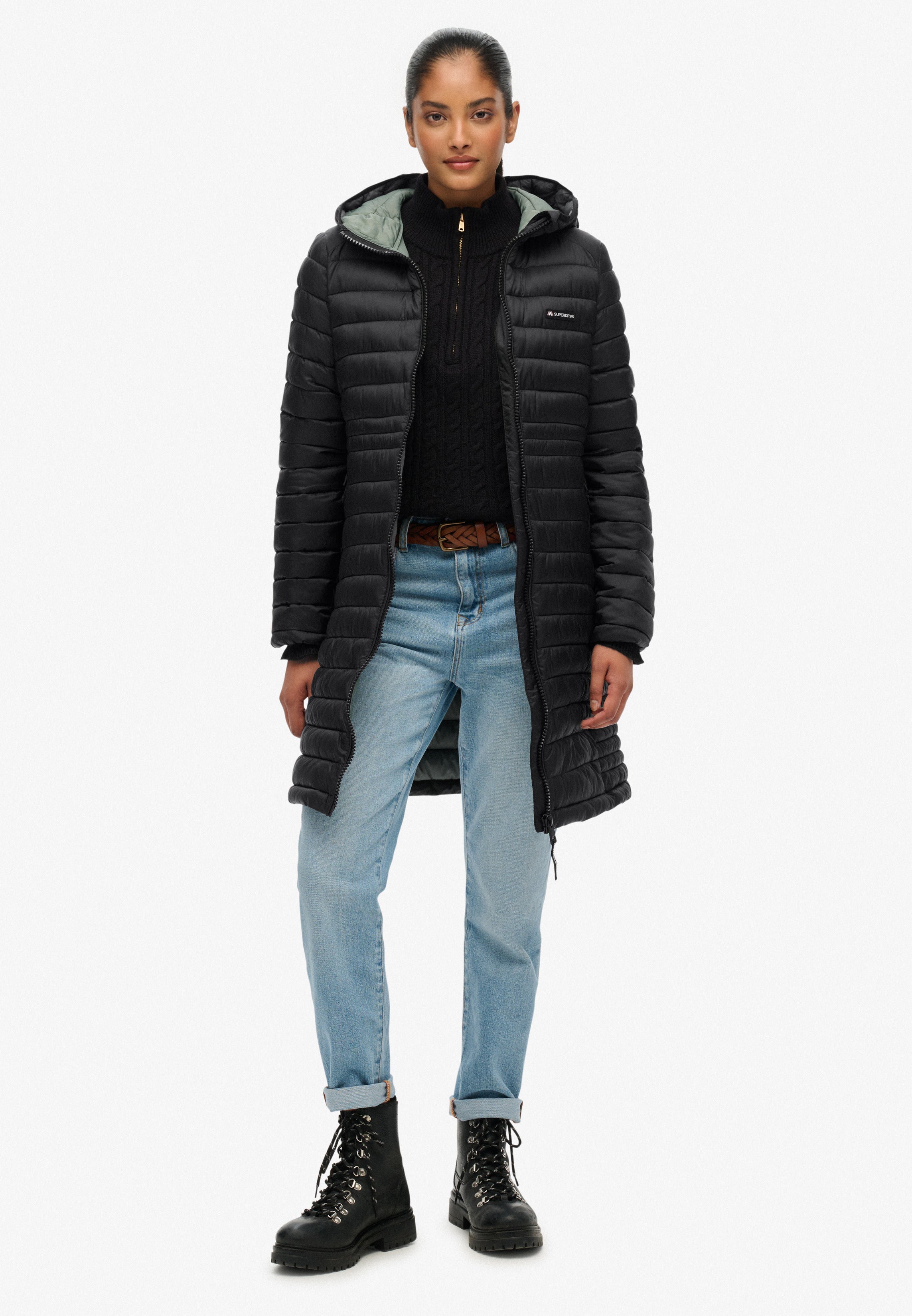 Hooded Fuji Lite Mid Length Padded Jacket