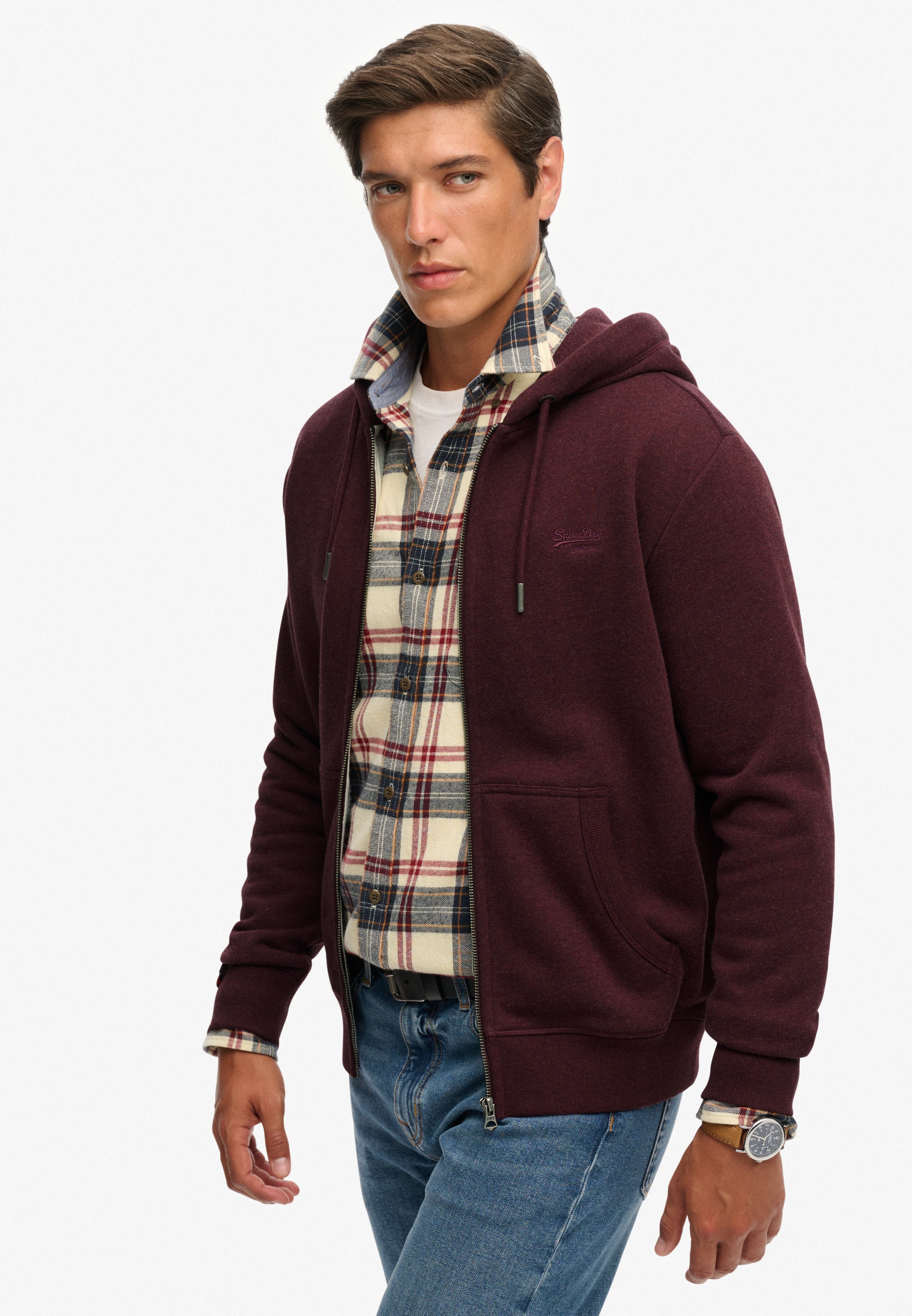 Essential Logo Half Brushed Zip Hoodie