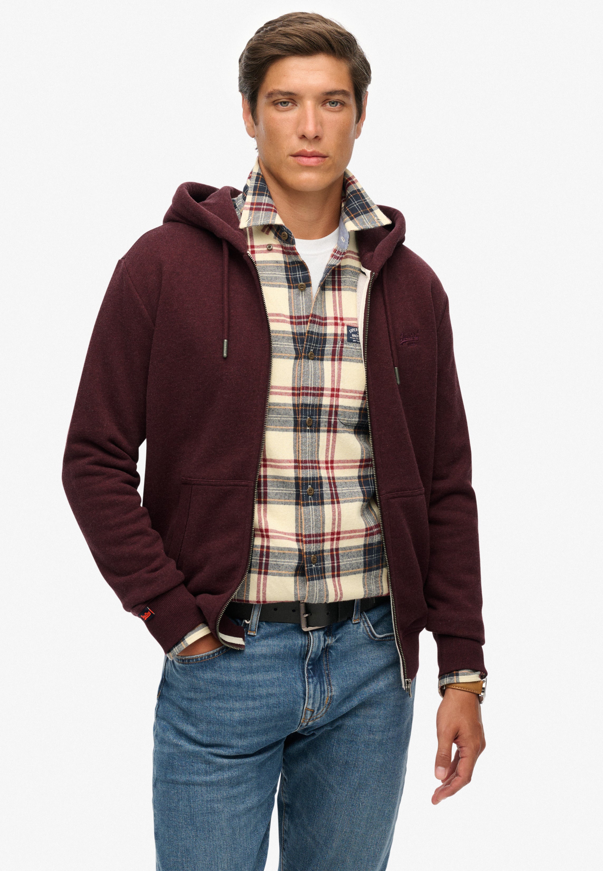 Essential Logo Half Brushed Zip Hoodie