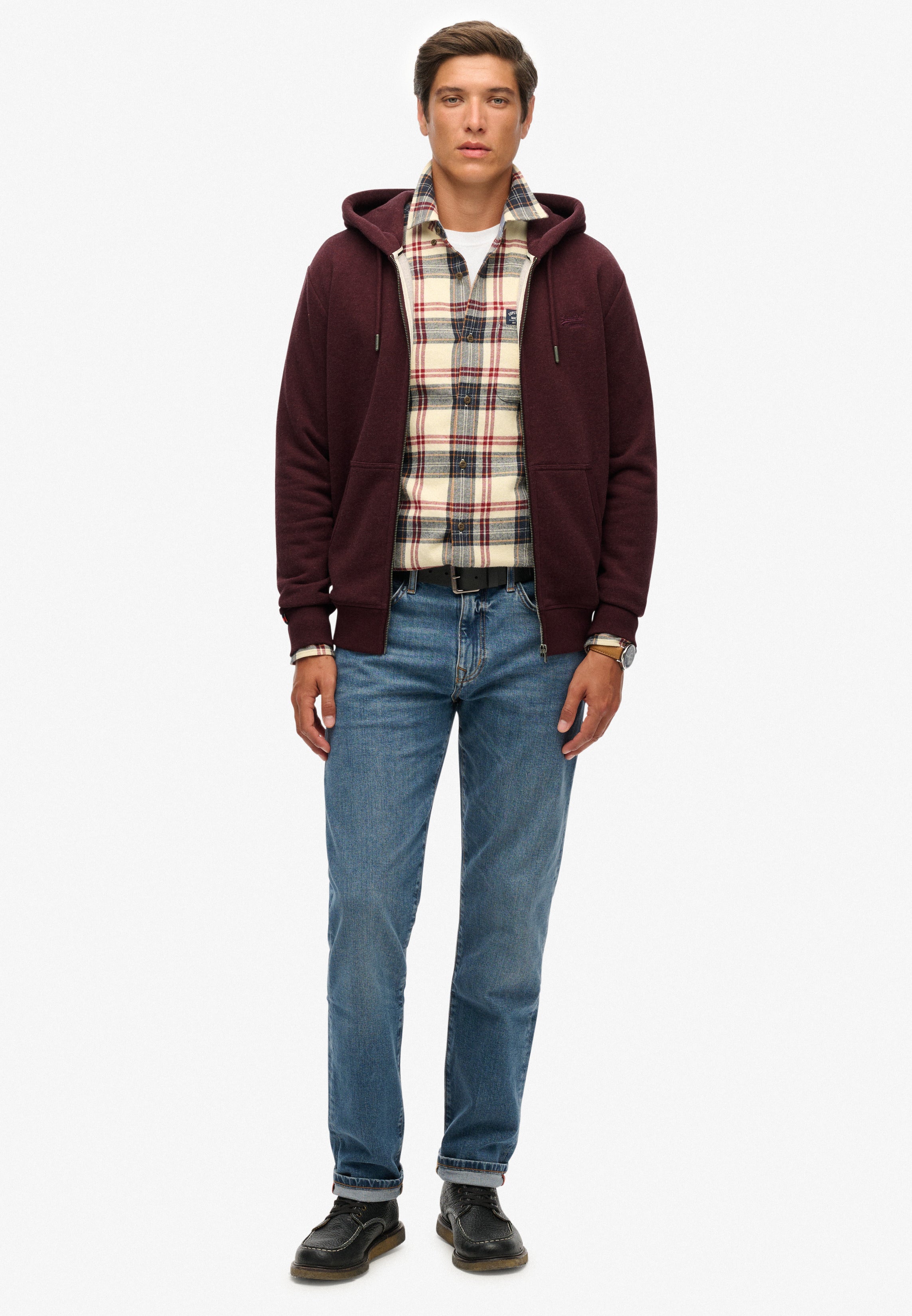 Essential Logo Half Brushed Zip Hoodie