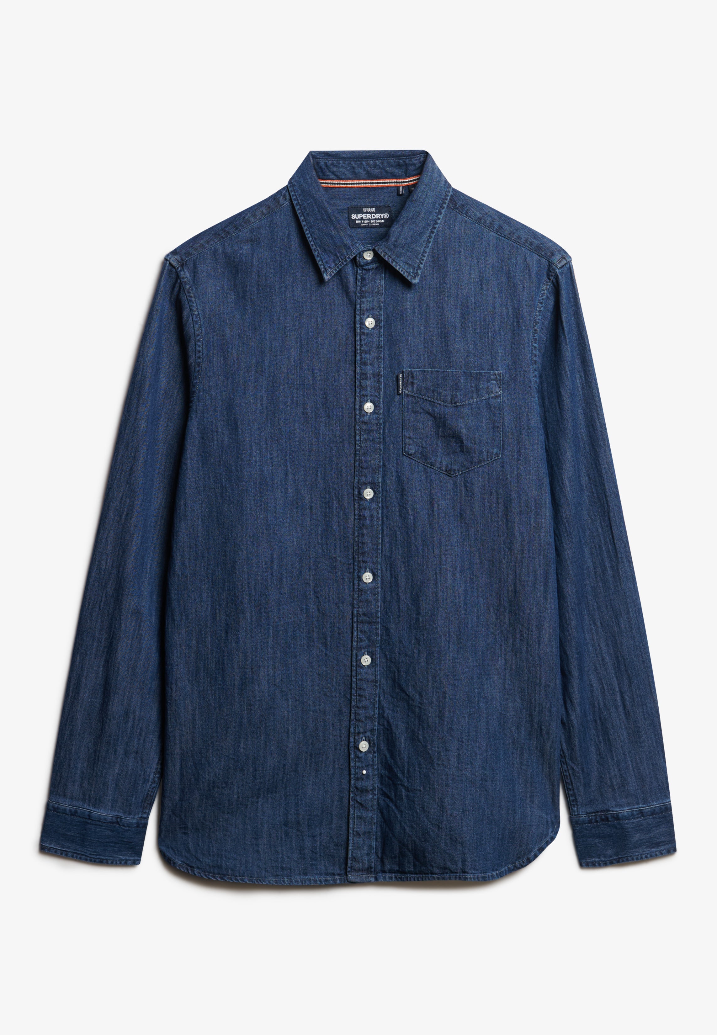 قميص جينز أساسي بأكمام طويلة