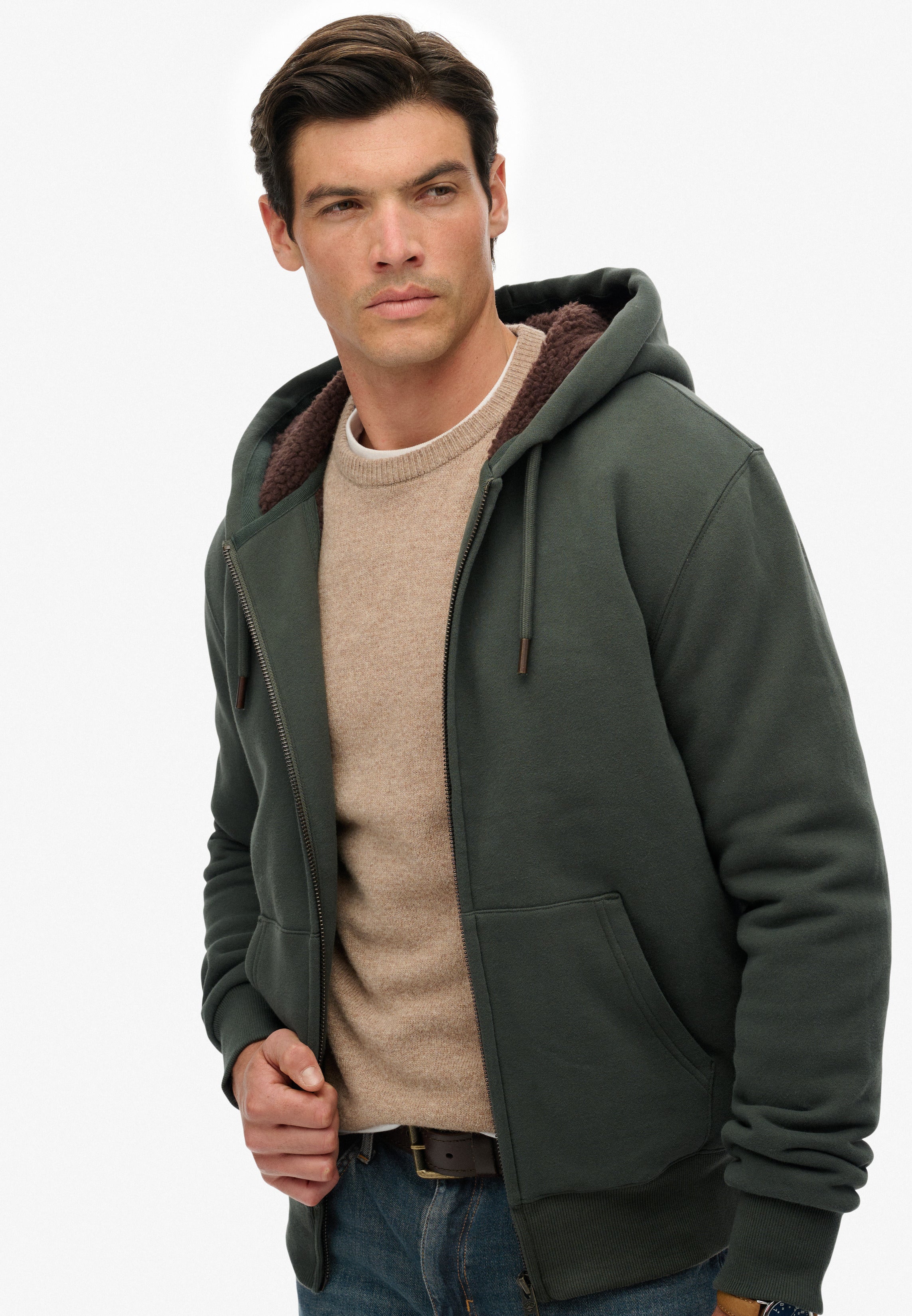 Borg Lined Zip Hoodie