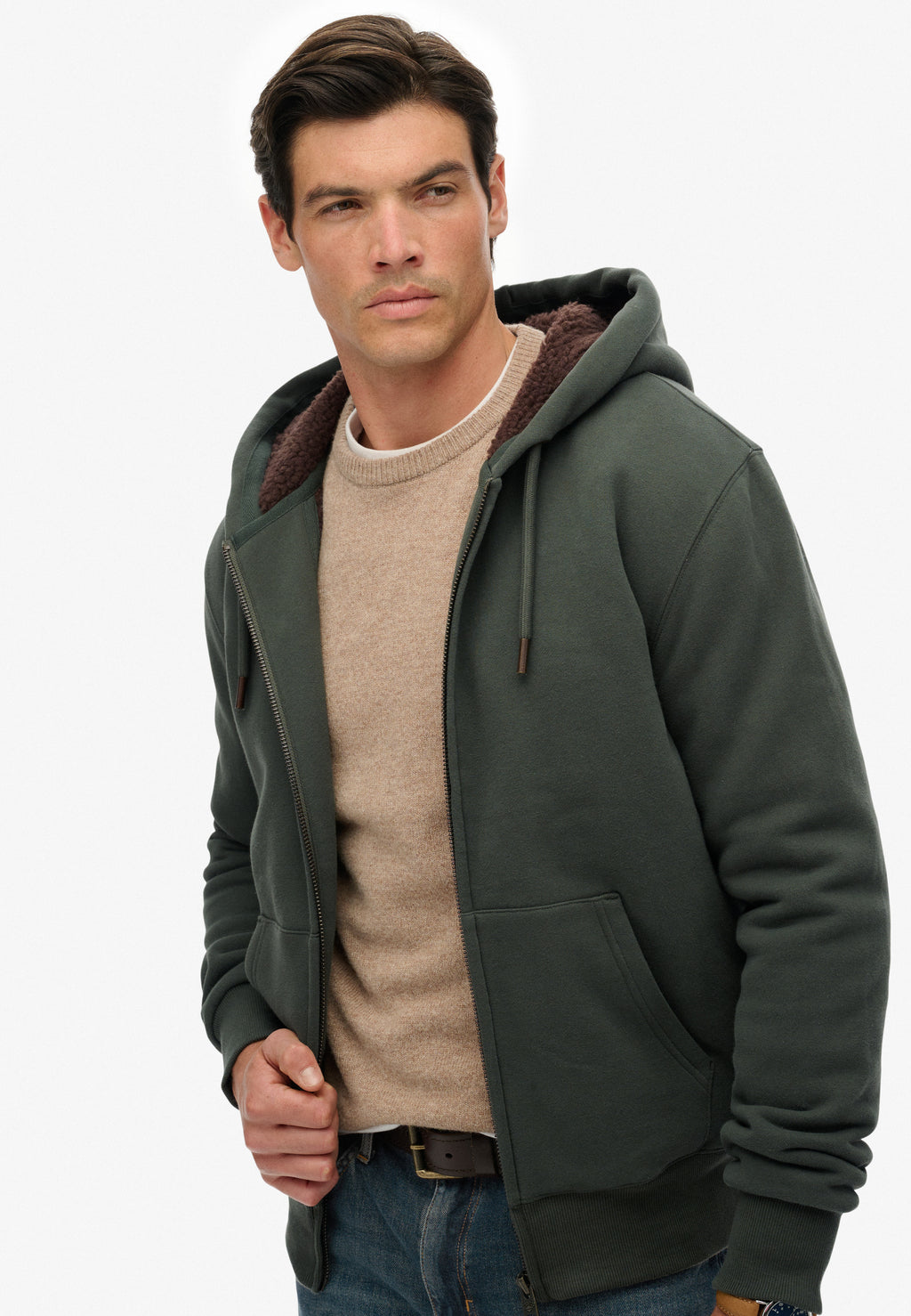Borg Lined Zip Hoodie