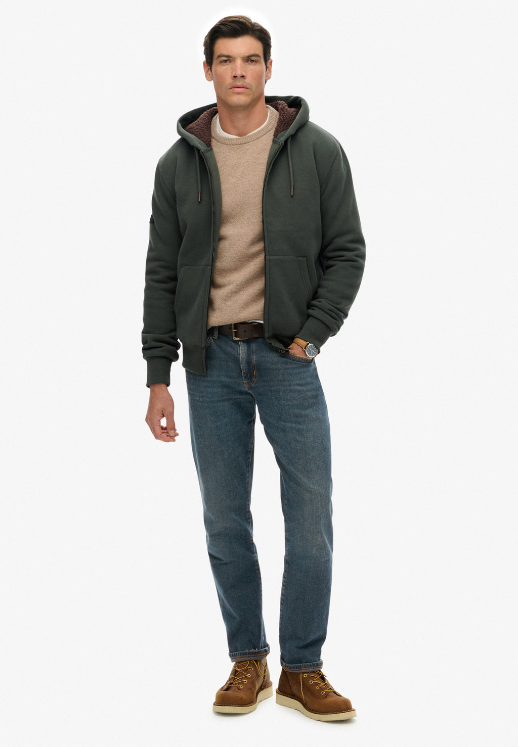Borg Lined Zip Hoodie