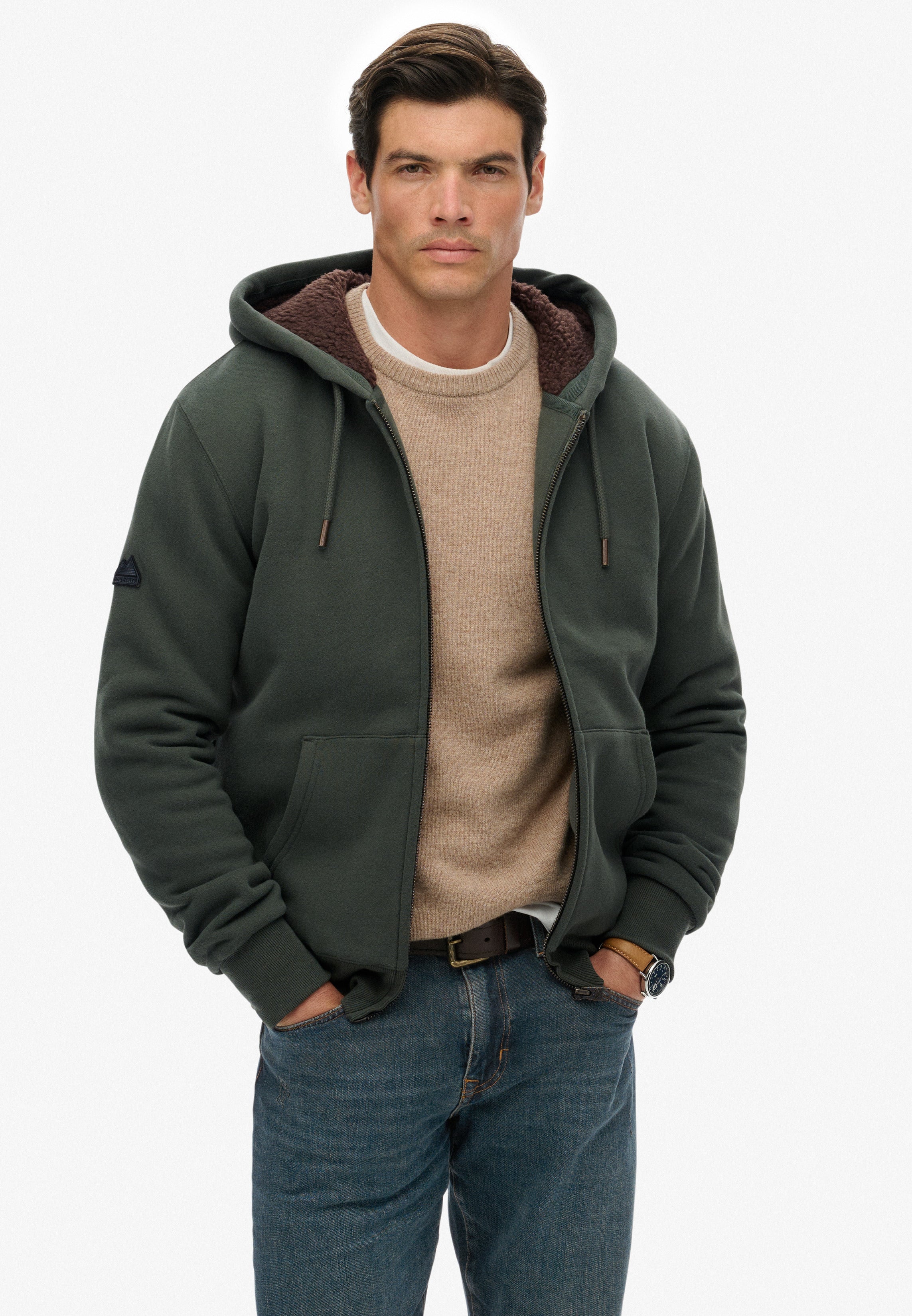 Borg Lined Zip Hoodie