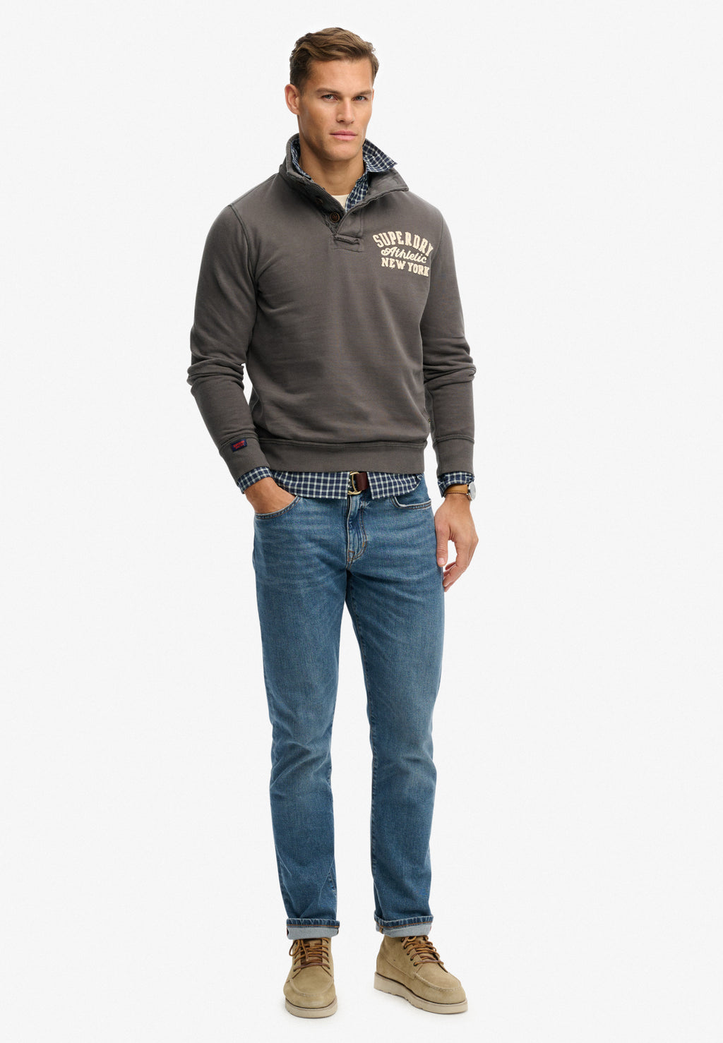 Vintage Athletic Henley Sweatshirt