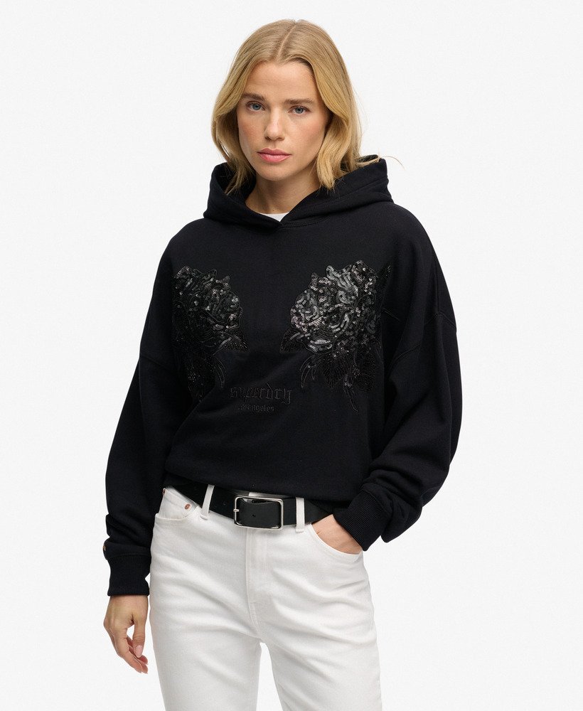 Tattoo Embellished Oversized Hoodie