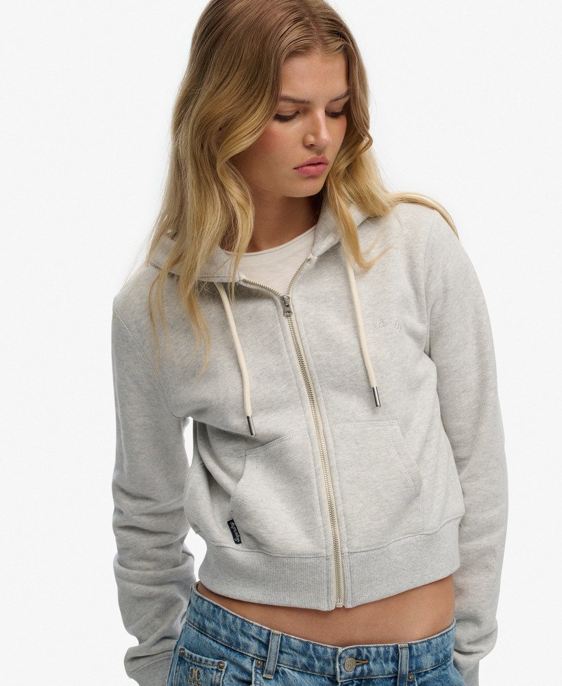 Essential Logo Cropped Zip Hoodie