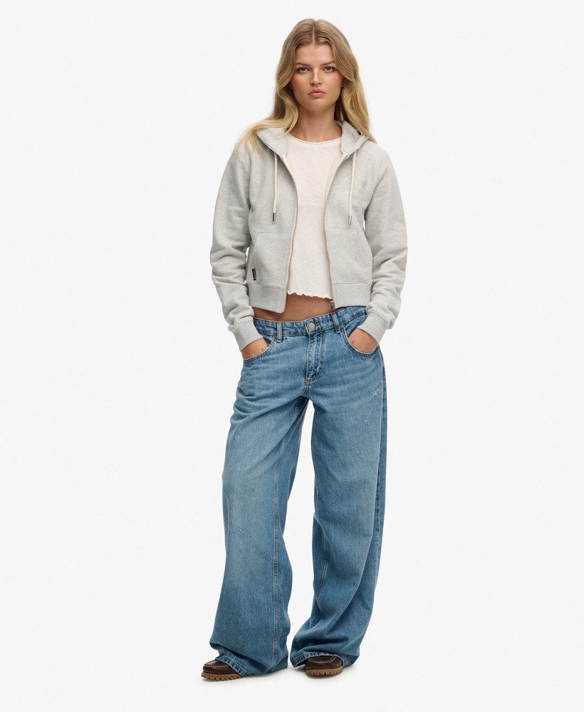 Essential Logo Cropped Zip Hoodie