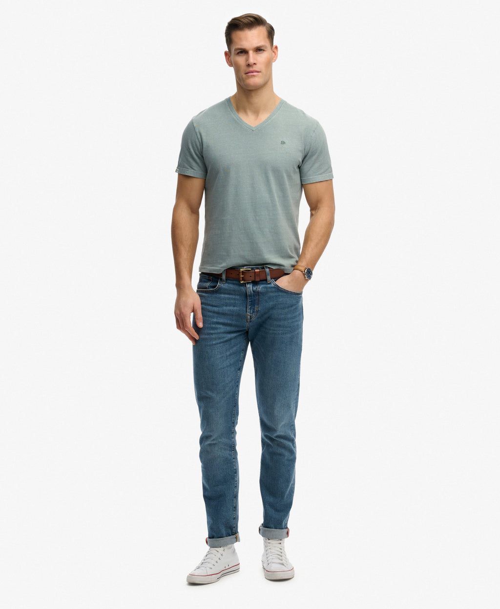 Classic Cotton Linen V-Neckline T-Shirt