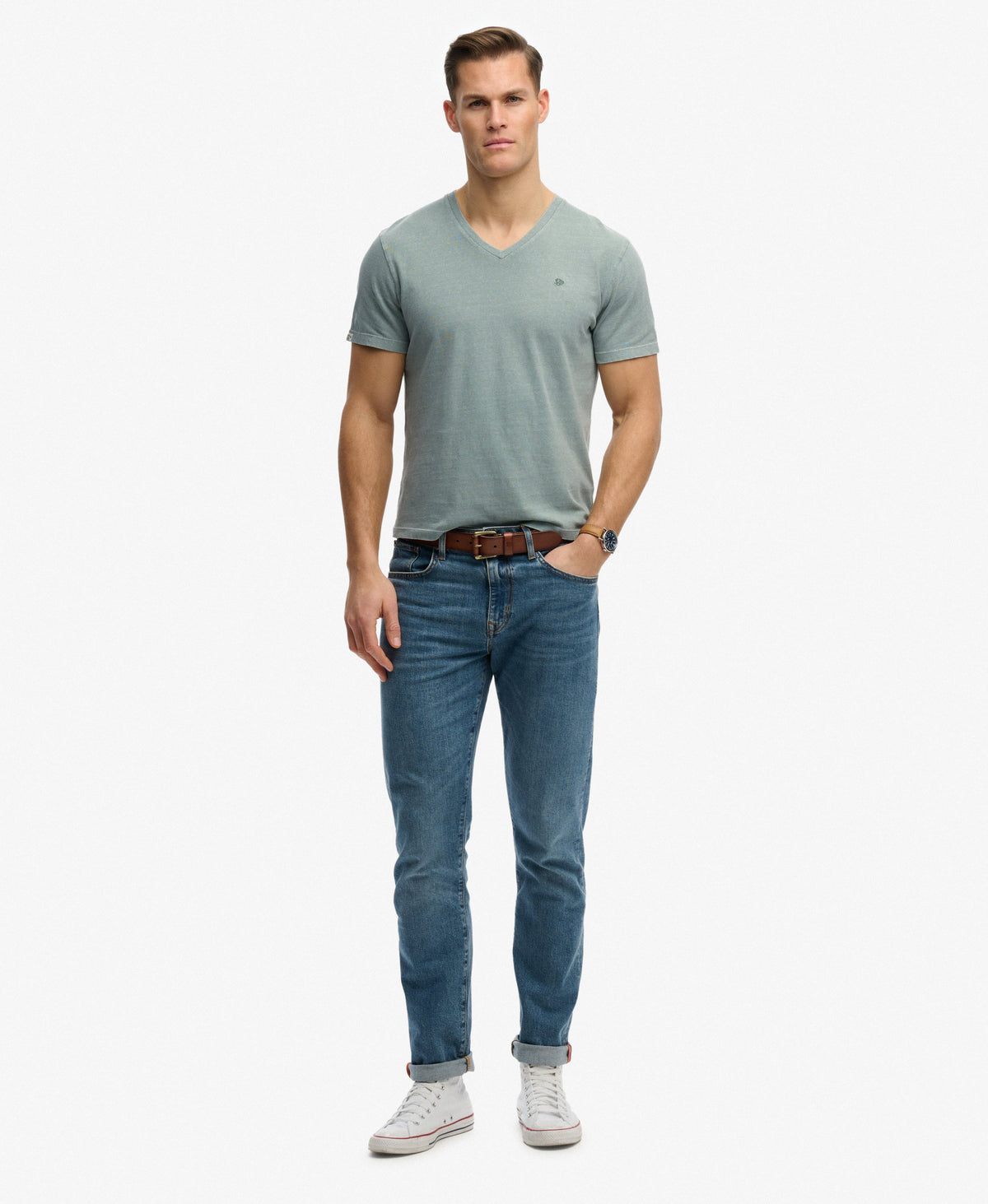 Classic Cotton Linen V-Neckline T-Shirt