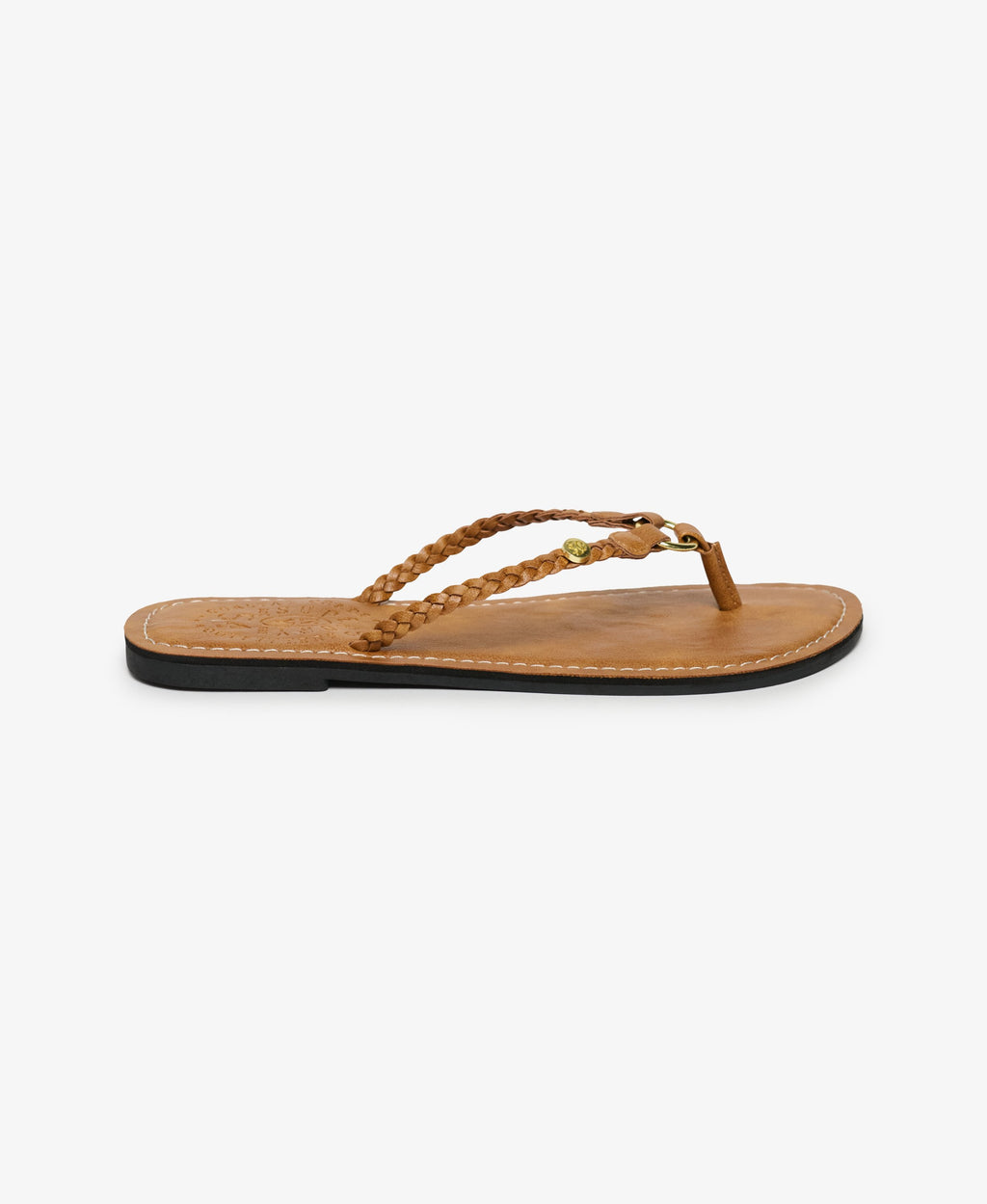 Faux Leather Braided Flip Flops