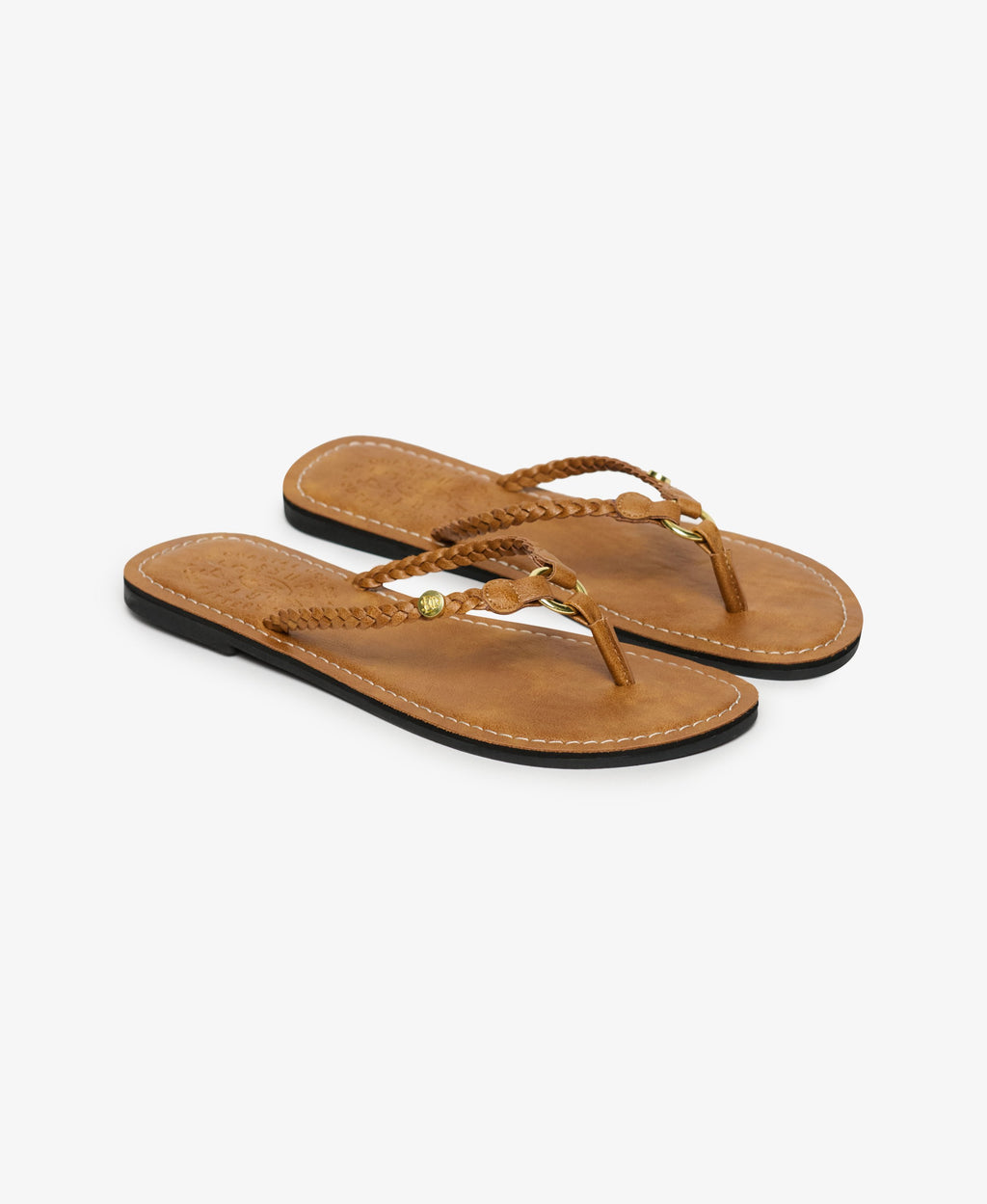 Faux Leather Braided Flip Flops