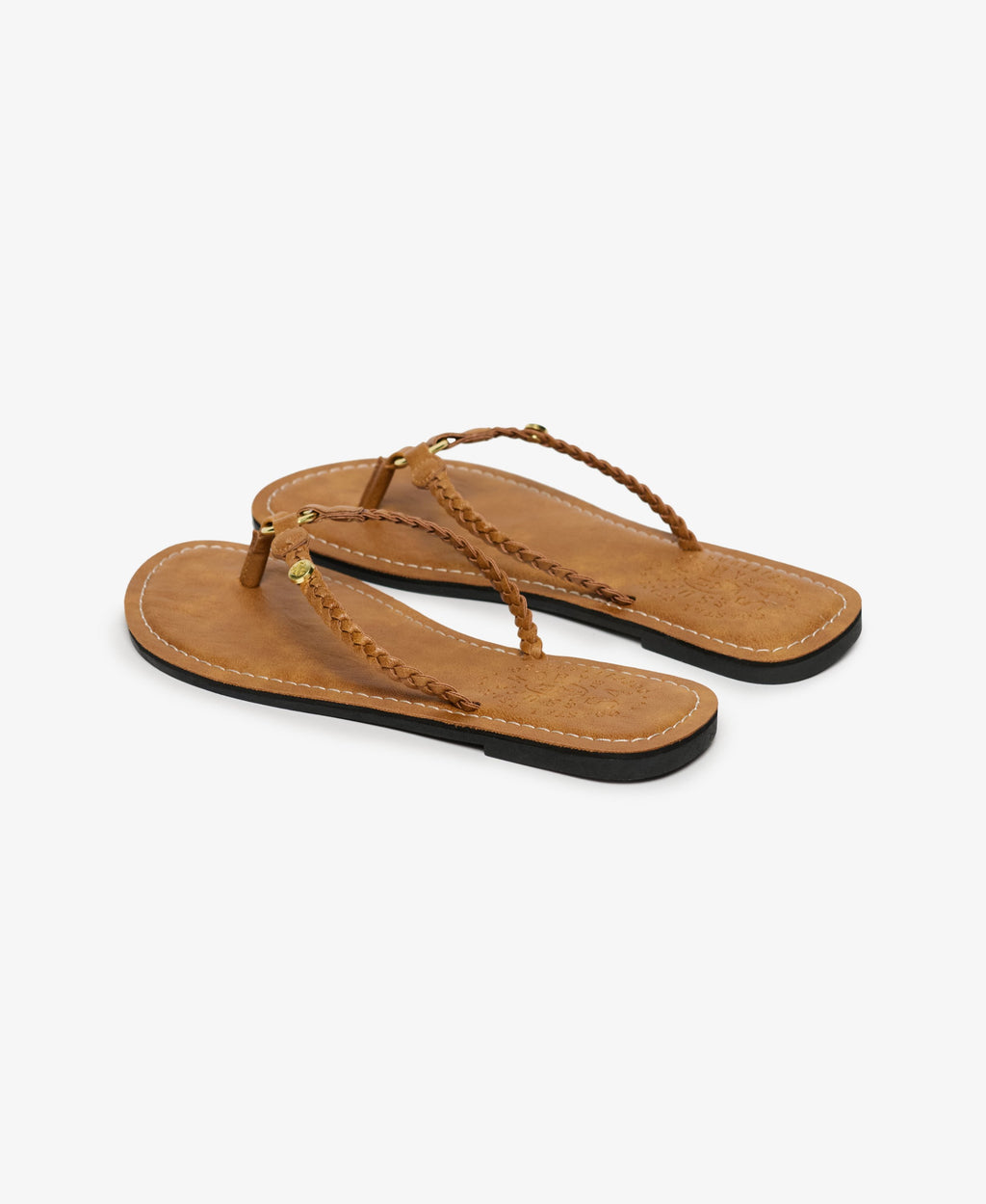 Faux Leather Braided Flip Flops