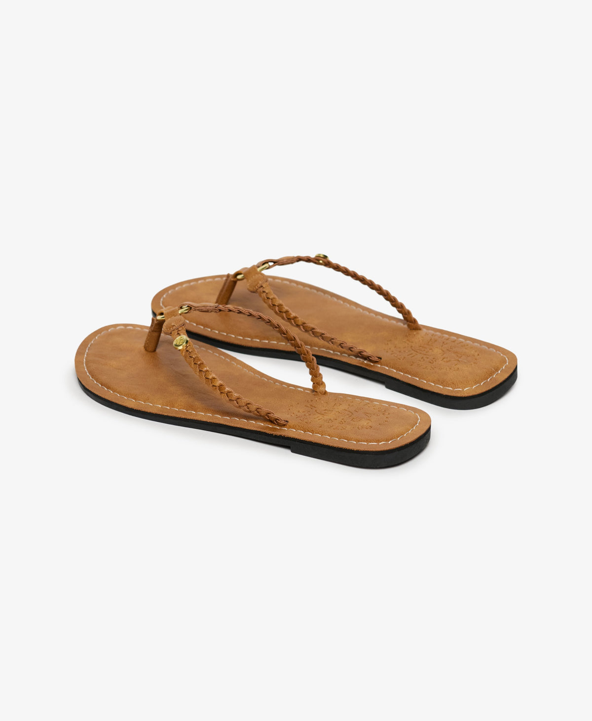 Faux Leather Braided Flip Flops
