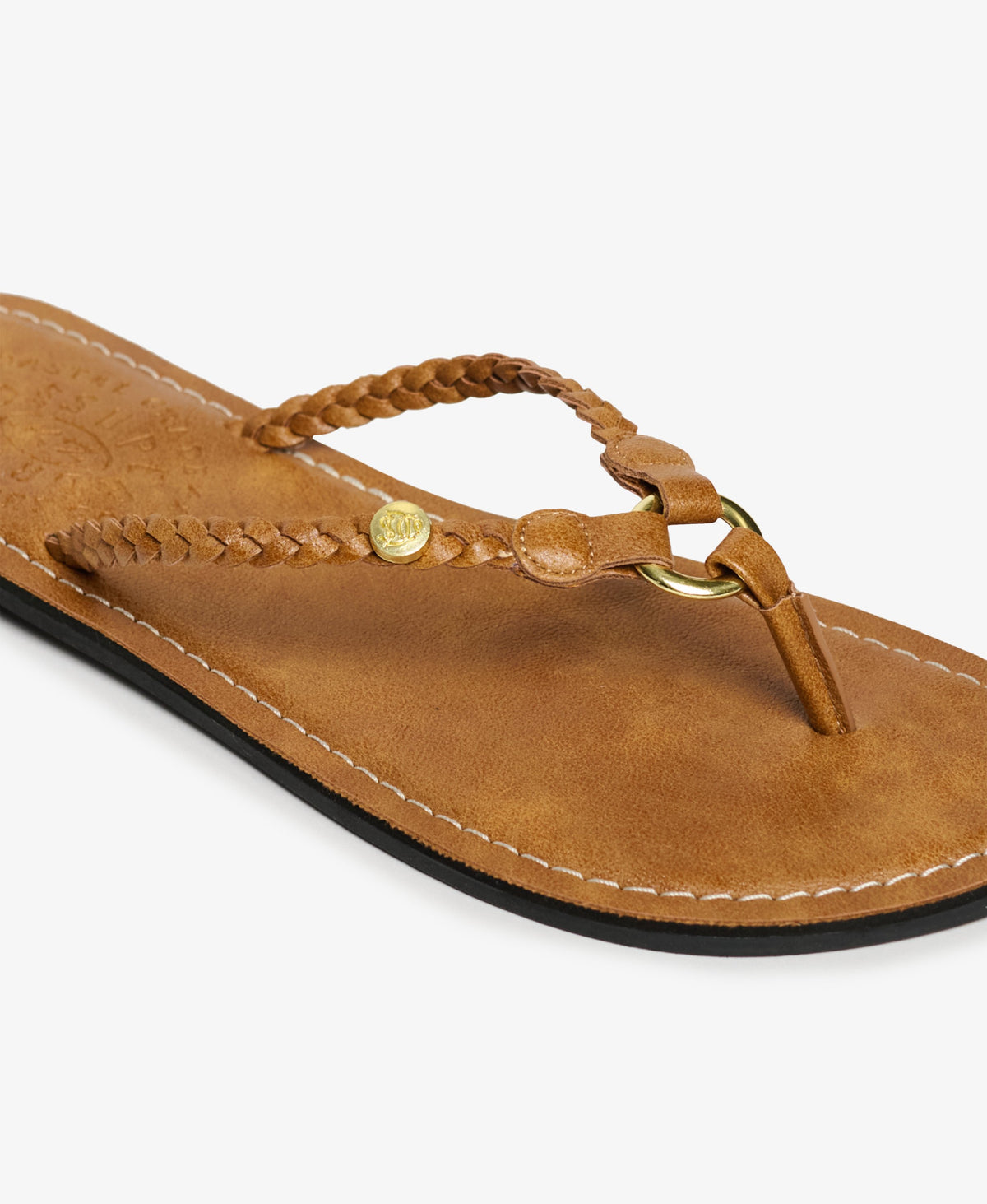 Faux Leather Braided Flip Flops