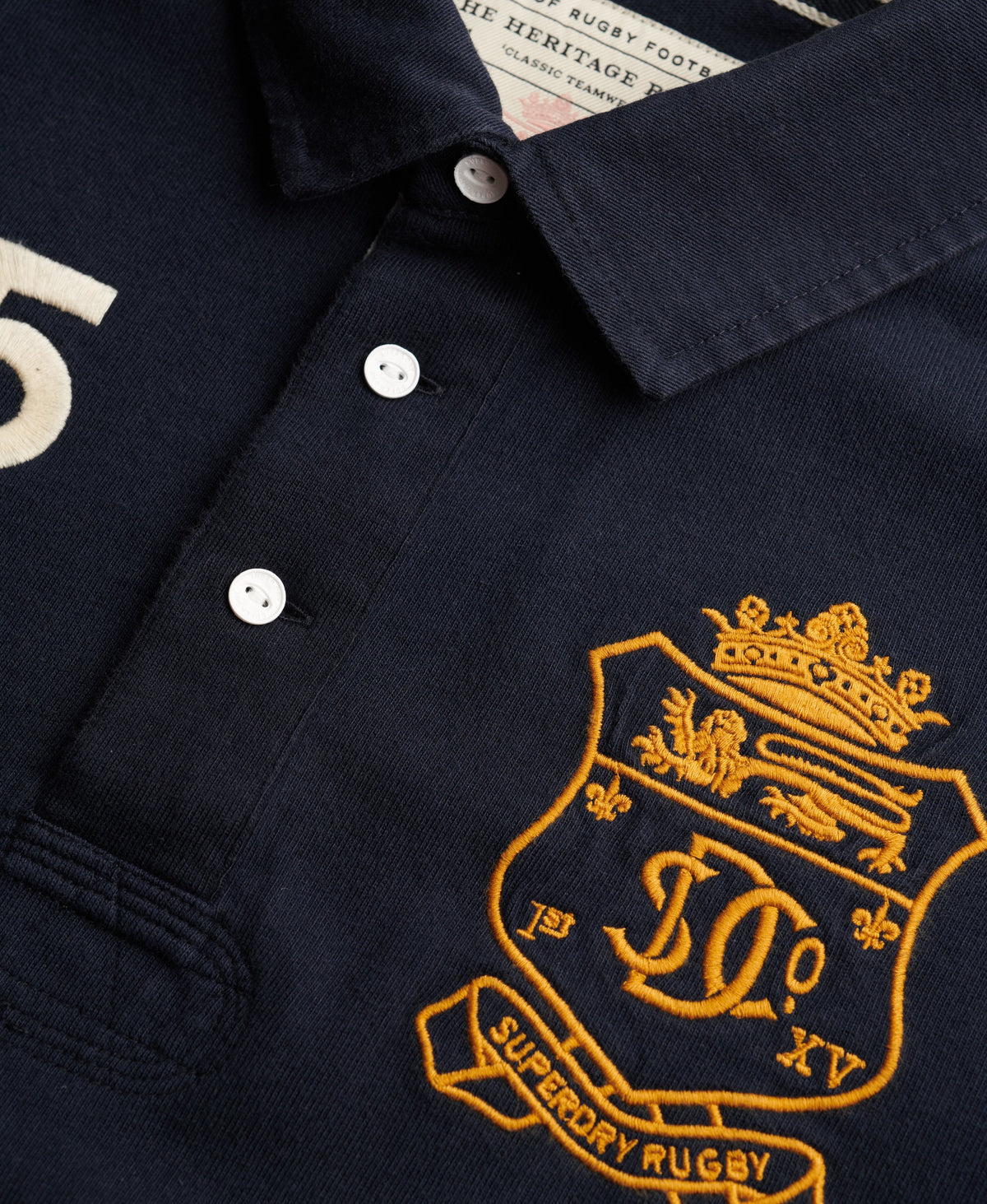 Double Emblem Jersey Short Sleeve Rugby Polo Top