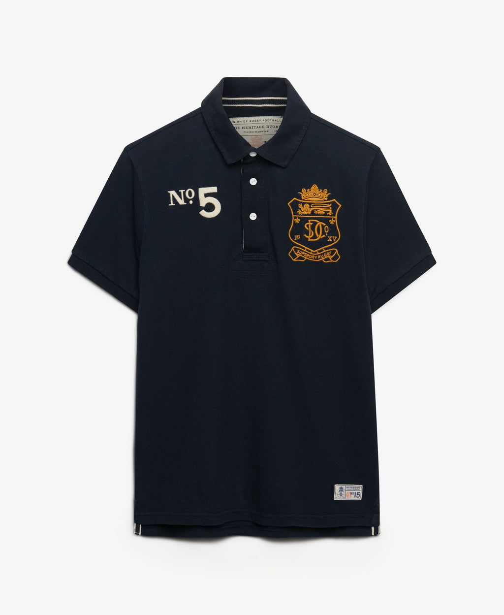 Double Emblem Jersey Short Sleeve Rugby Polo Top