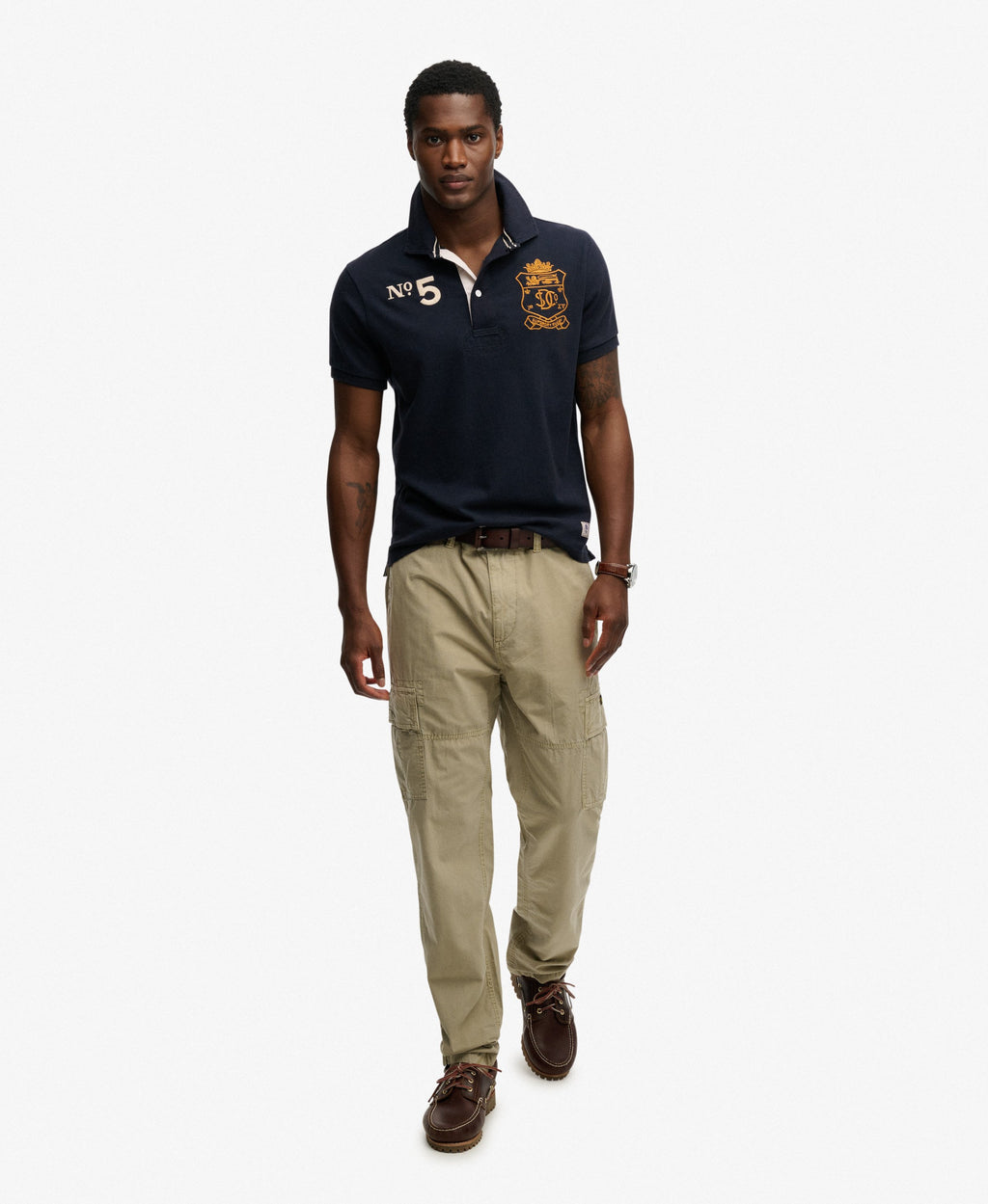 Double Emblem Jersey Short Sleeve Rugby Polo Top