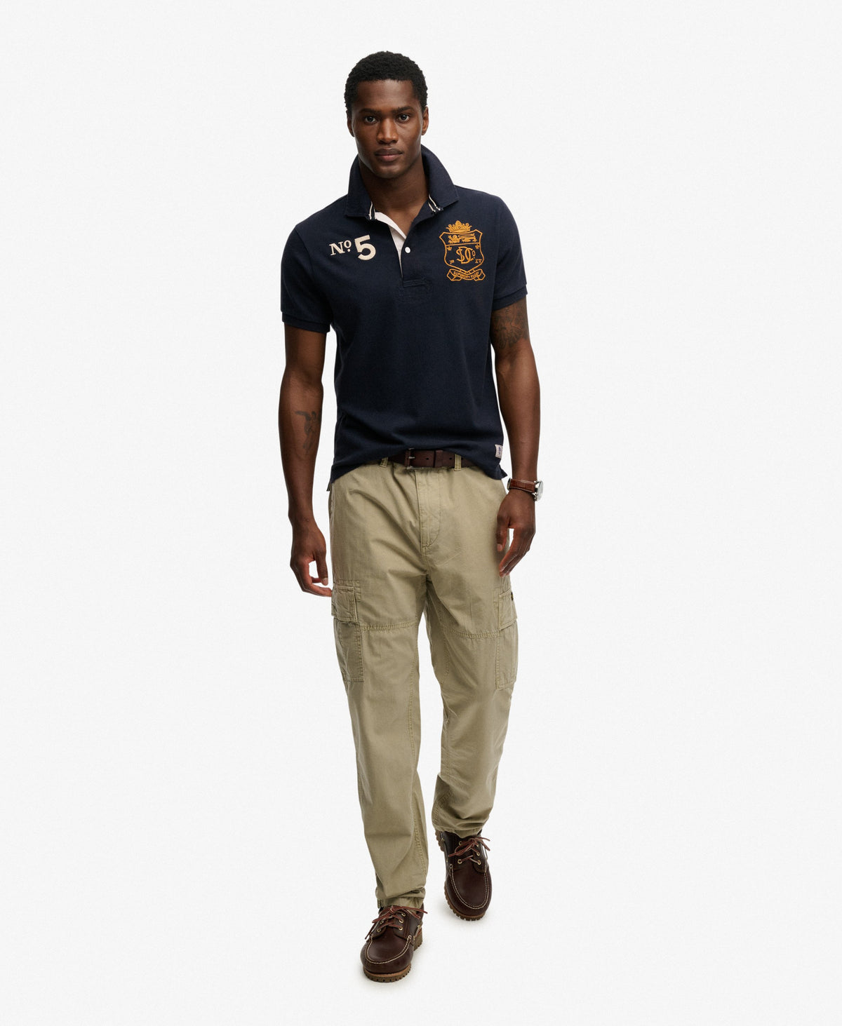 Double Emblem Jersey Short Sleeve Rugby Polo Top