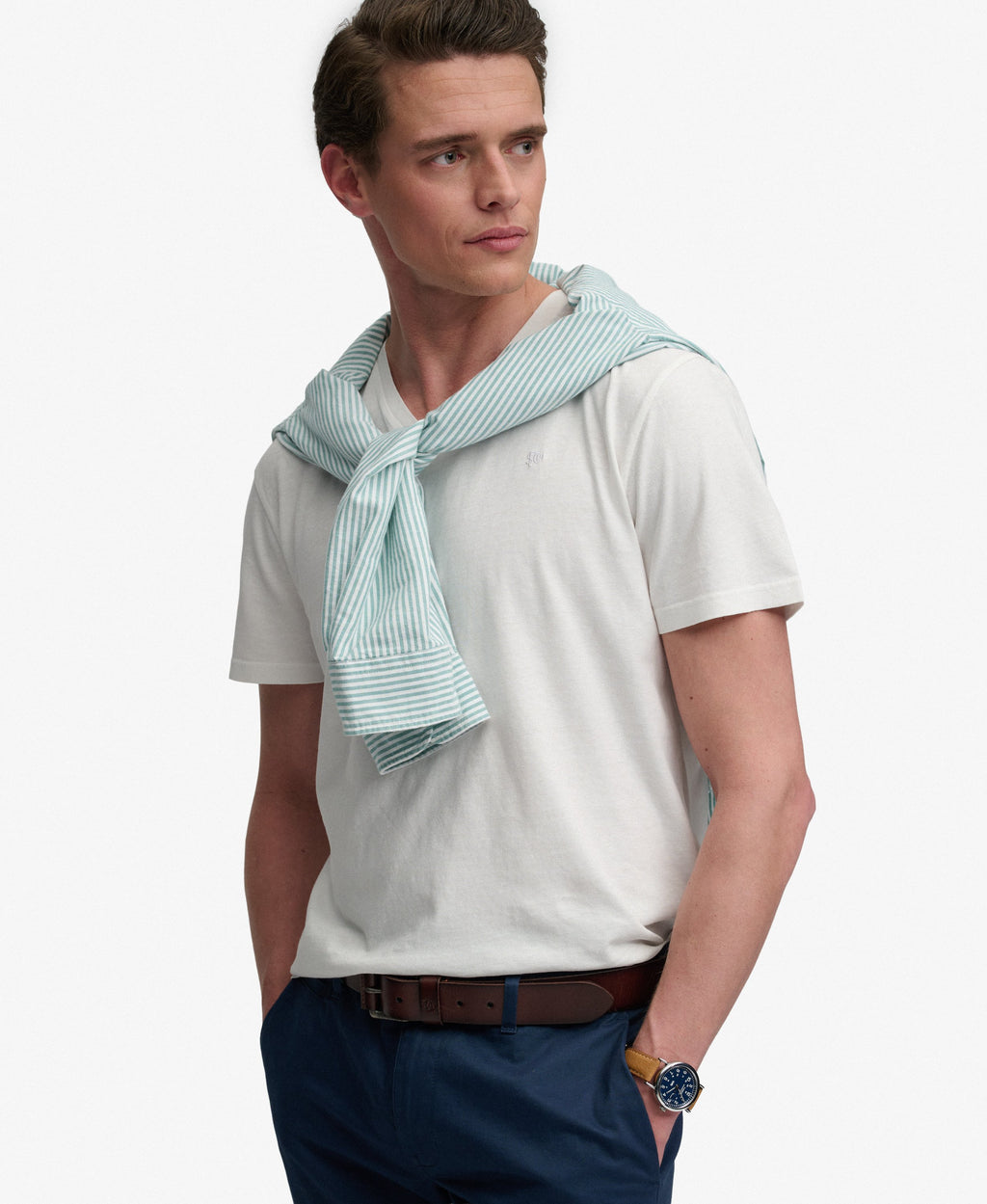 Classic Cotton Linen V-Neckline T-Shirt