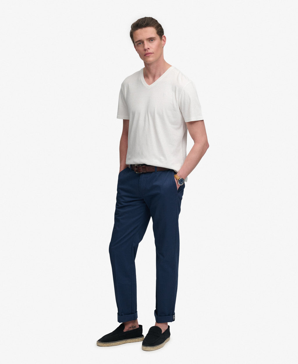 Classic Cotton Linen V-Neckline T-Shirt