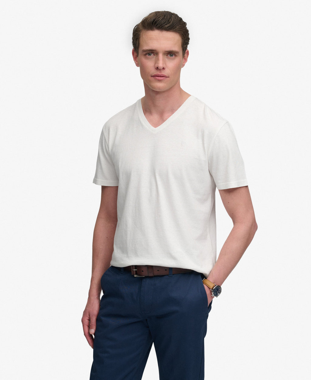 Classic Cotton Linen V-Neckline T-Shirt