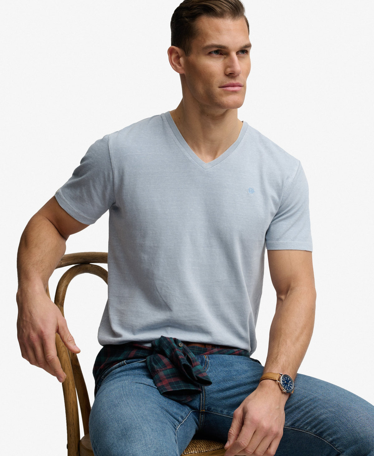 Classic Cotton Linen V-Neckline T-Shirt