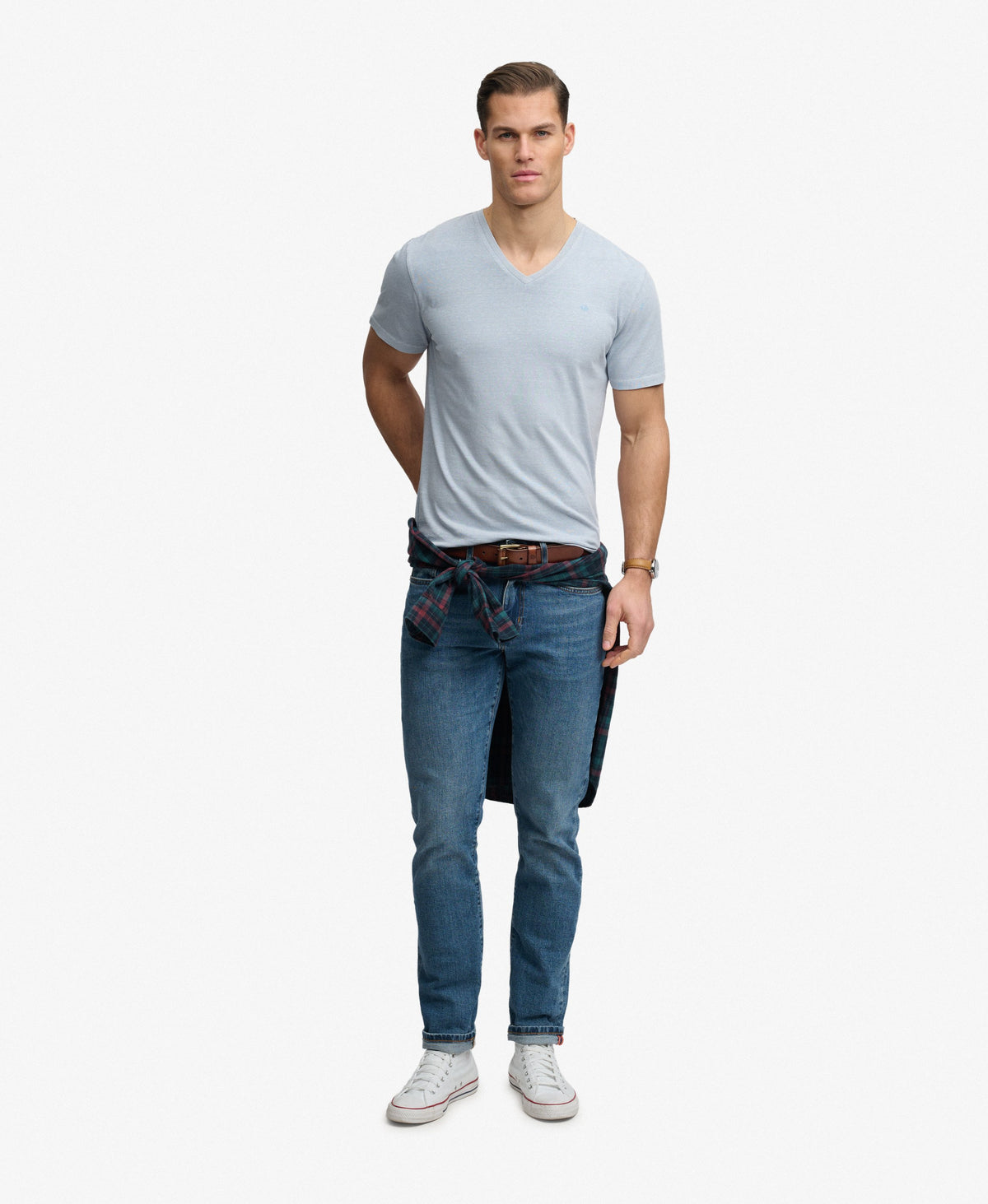 Classic Cotton Linen V-Neckline T-Shirt