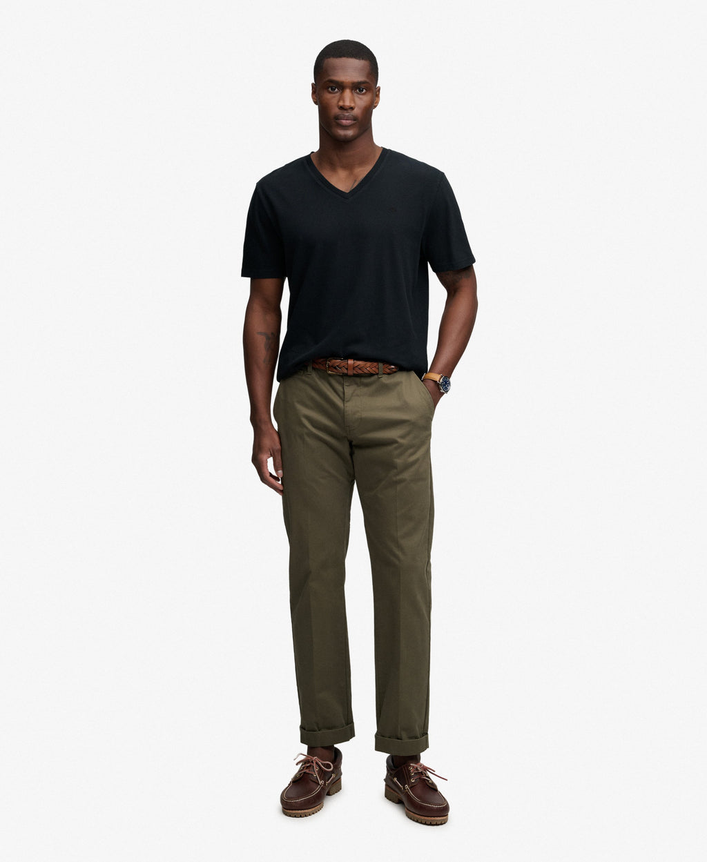 Classic Cotton Linen V-Neckline T-Shirt