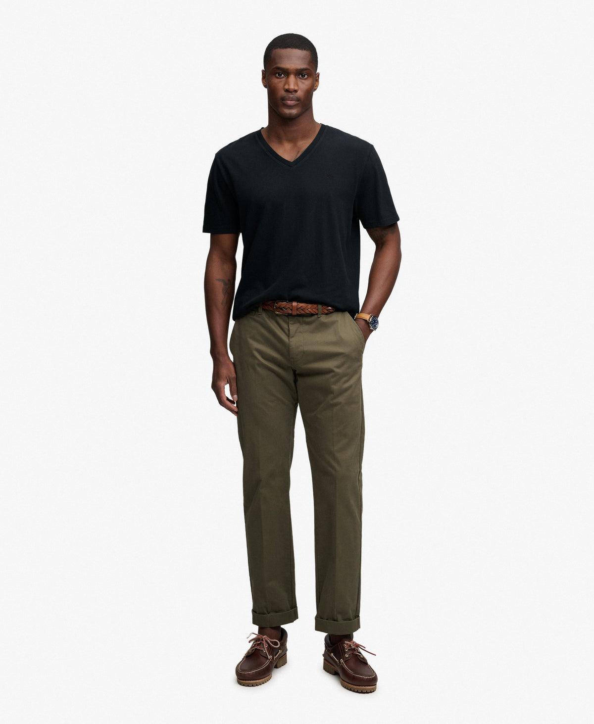 Classic Cotton Linen V-Neckline T-Shirt