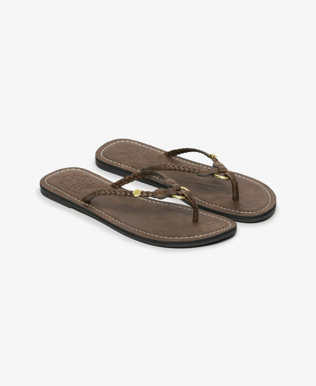Faux Leather Braided Flip Flops